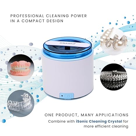 iSonic DS180 Portable Denture/Aligner/Retainer Cleaner for all dental and sleep apnea appliances, DC12V, AC100-240V worldwide
