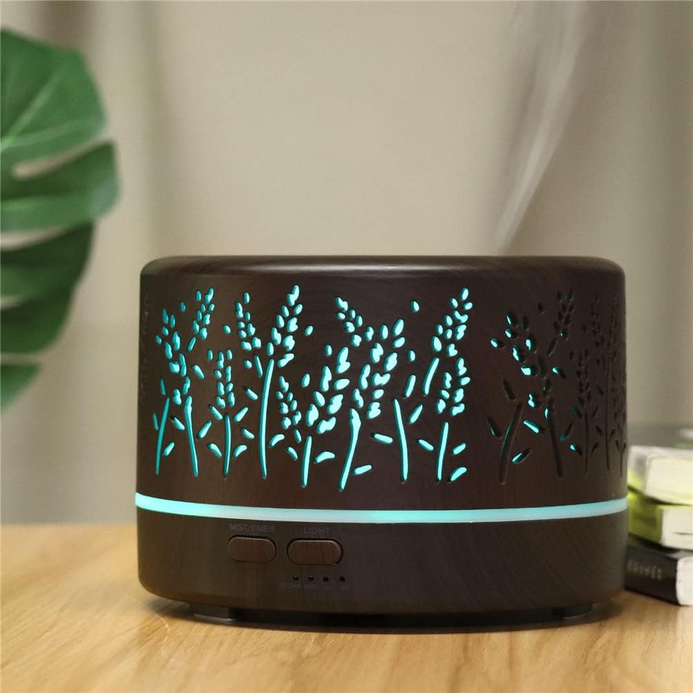 700ml Remote Control Ultrasonic Electric Air Humidifier Aroma Diffuser Essential Oil Cool Mist Maker 7 LED Light Coloful for Office Home Car (B)