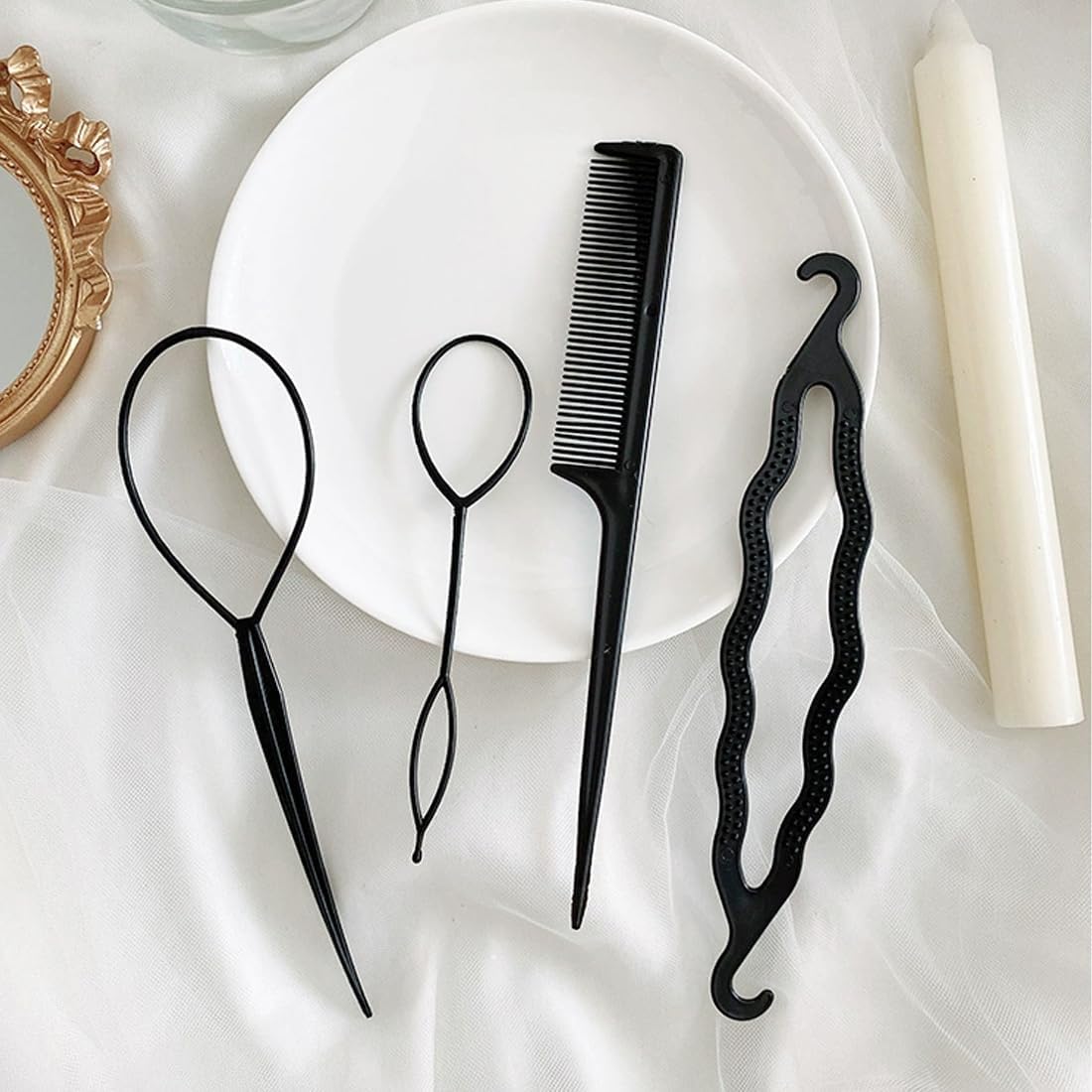 Hair Braiding Tool Set, 5 Fast Spiral Braids Hair Accessories for Hairstyles, Black DIY Styling Accessories for Women