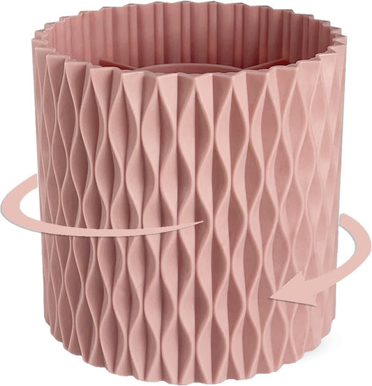 Lebenrich Rotating Pen Pencil Holder for Desk, 5 Slots Unique Pink Desk Pen Organizer Easthetic Desktop Supplies and Accessories for Women Girls, Pen Cup Pencil Caddy for Office Home Art Supply