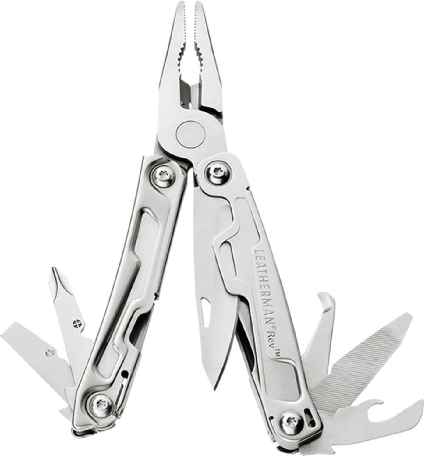 LEATHERMAN, Rev Pocket Size Multitool with Package Opener and Screwdrivers, Stainless Steel