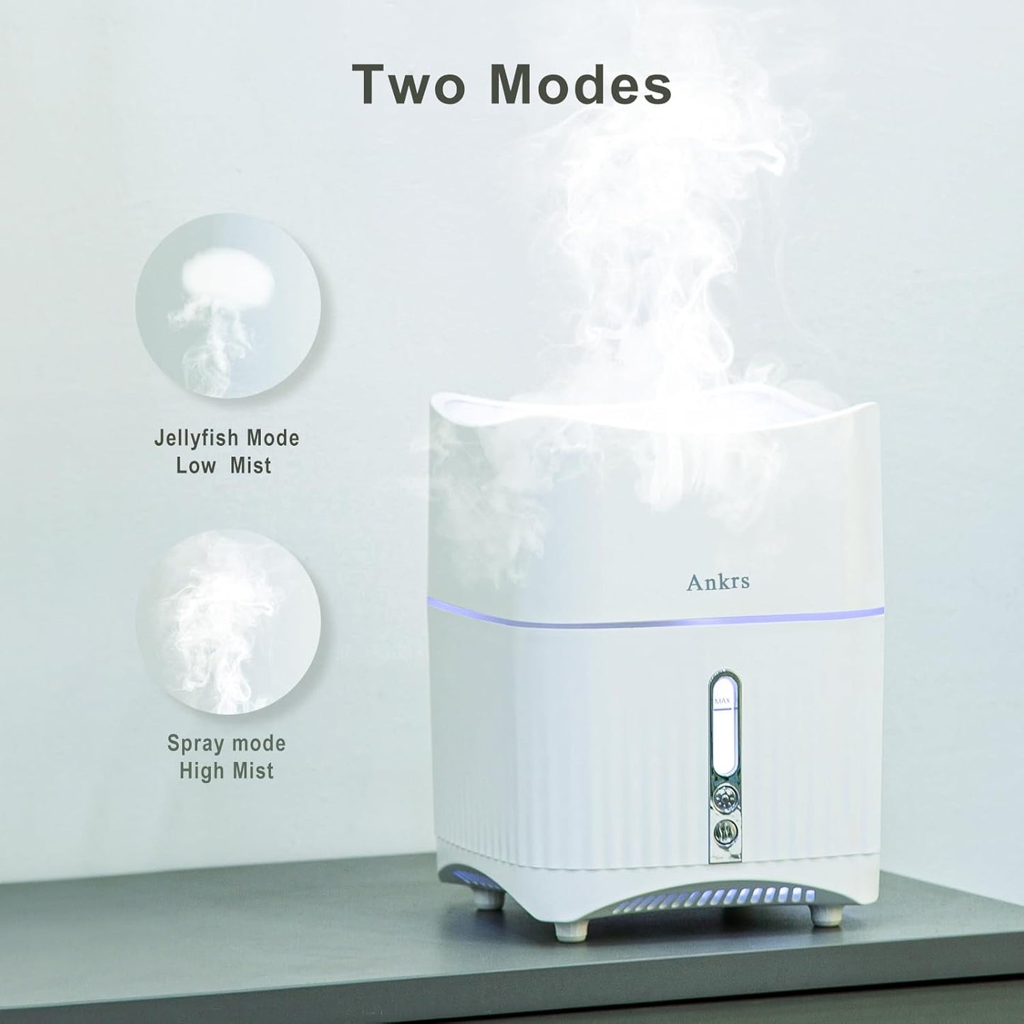 Ankrs Essential Oil Humidifier, 500ml Jellyfish Mist Ring Aromatherapy Oil Humidifier with 7 Colors LED Lights & 2 Spray Modes, Waterless Auto-Off Cool Mist Humidifiers for Bedroom Large Room Home