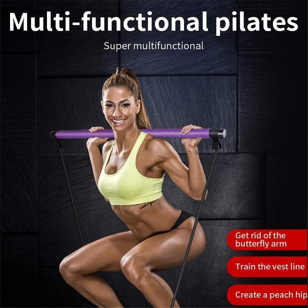 GYFHMY Bodybuilding Yoga Pilates Stick with Foot Loop - Core Strength Fitness Gym Resistance Band Bar Kit - Ideal for Home Total Body Workout, Gym, Weighlifting