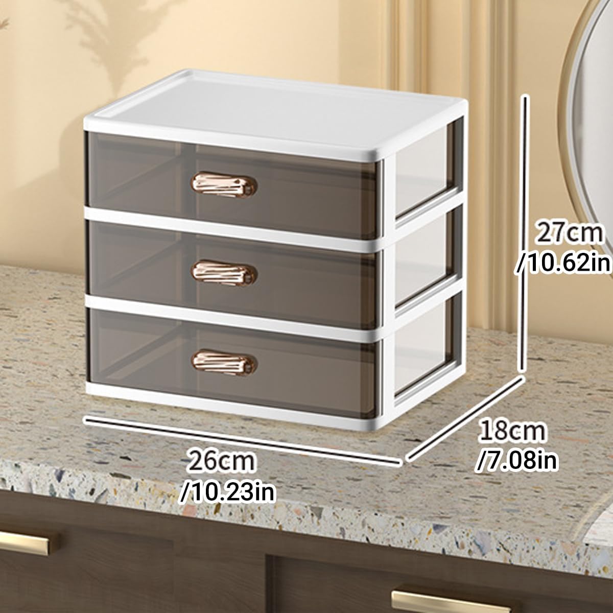AIMALL Multi-Tier Storage Drawer Organizer – Transparent Desktop Cosmetic Holder with Smooth Pull Design, Large Capacity for Office, Makeup & Accessories