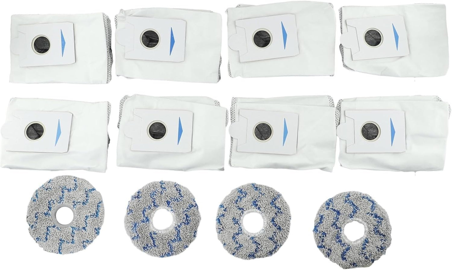 T20/X1 Cleaning Essentials 8 Dust Bags and 4 Mop Pads Designed for Effective Dirt Removal and Floor Protection (Blue)
