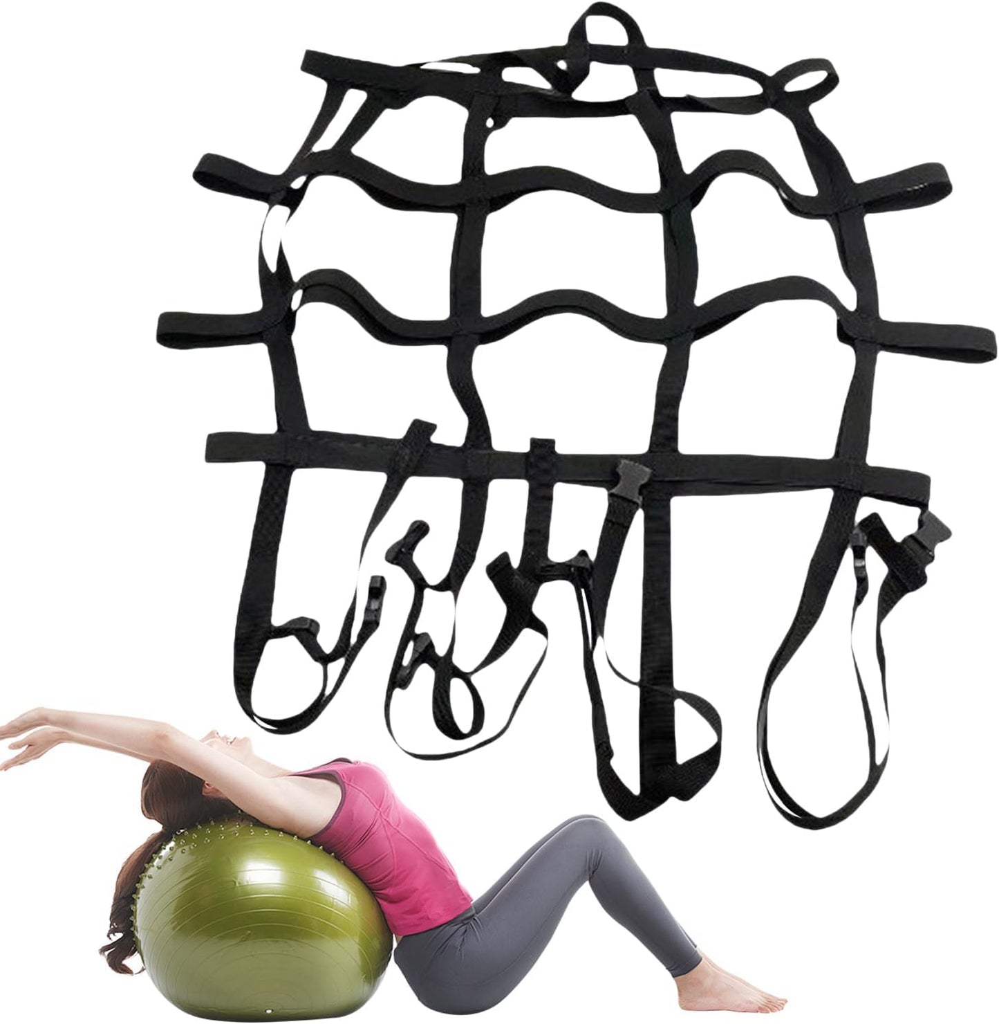 Yoga Ball Strap, Workout Belt Holder, Adjustable Lightweight Harness, Authentic Secure Fit, Gym Sports Gear for Stretching Pilates, Travel, Outdoor, Training Use