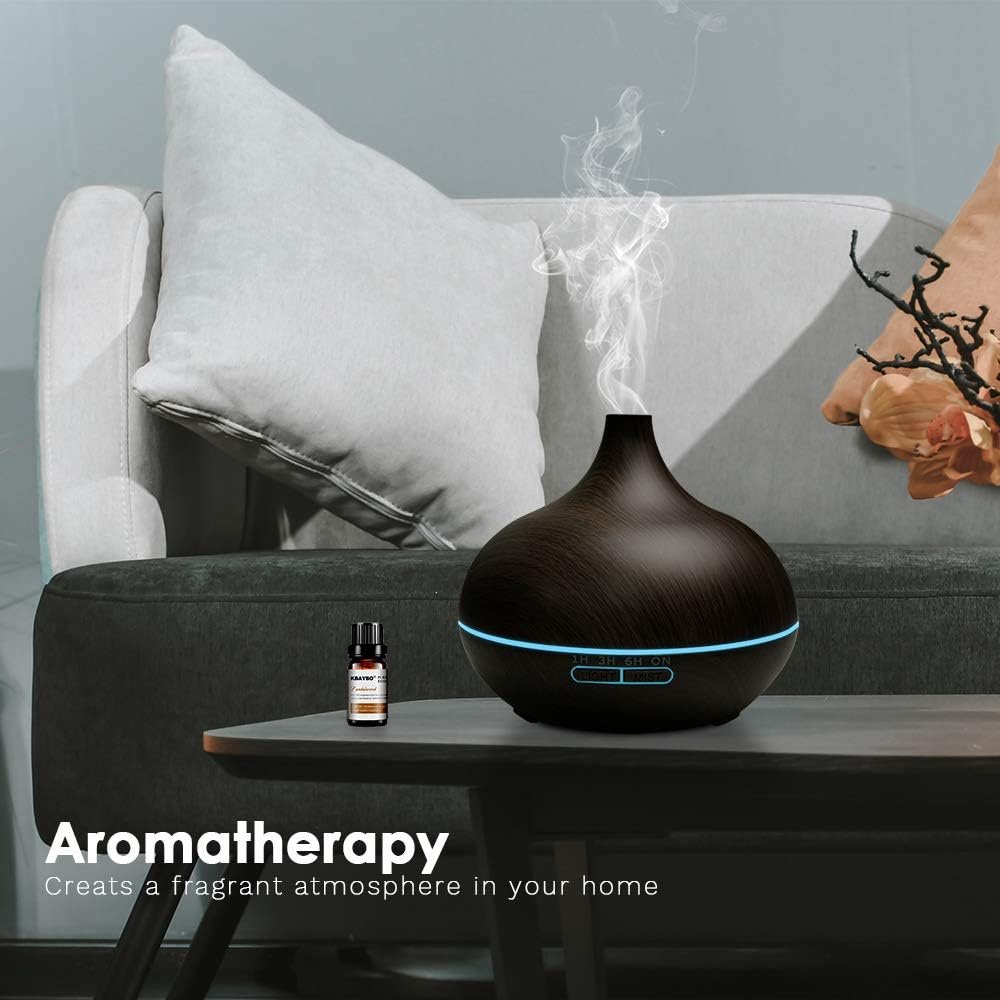 550ml Essential Oil Diffuser with Remote Control, 3 Timer Settings, Black