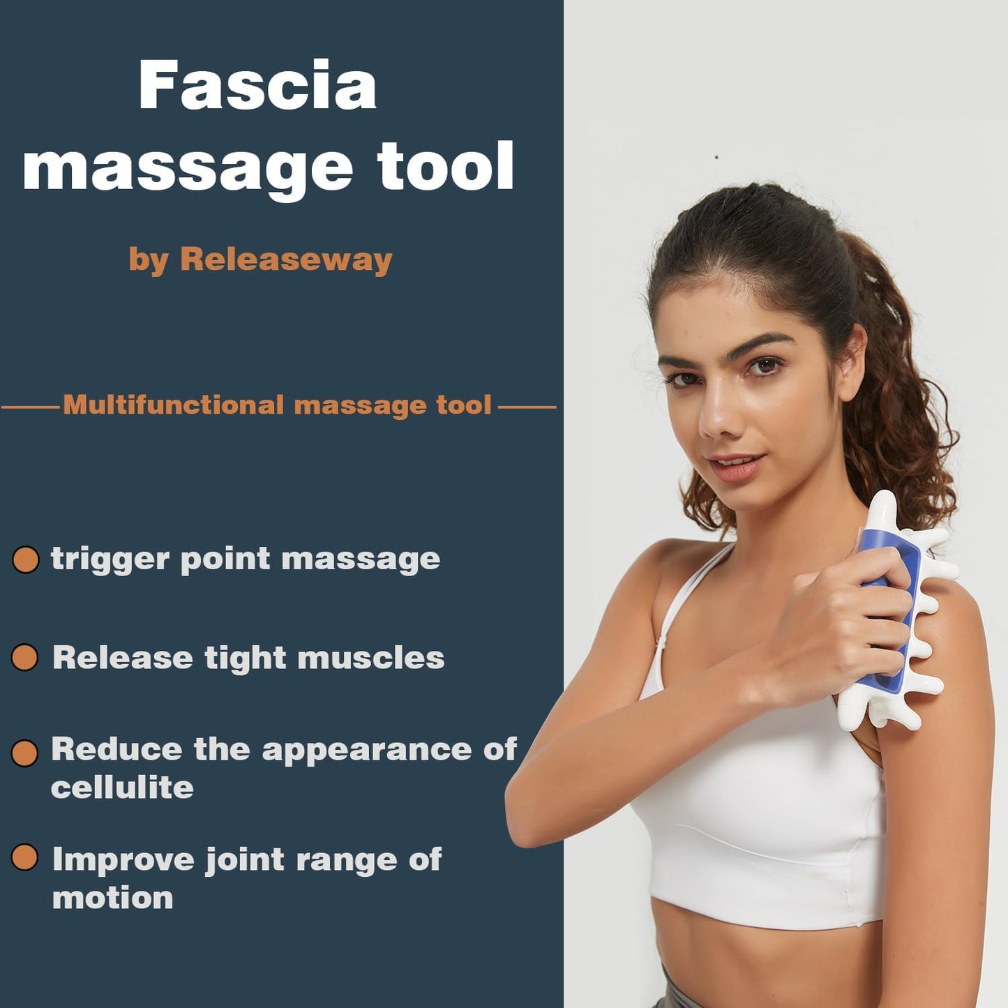 Releaseway Unbreakable Fascia Massage Tool with Soft Grip for Trigger Points Tissue Cellulite and Gua Sha Massage Tool