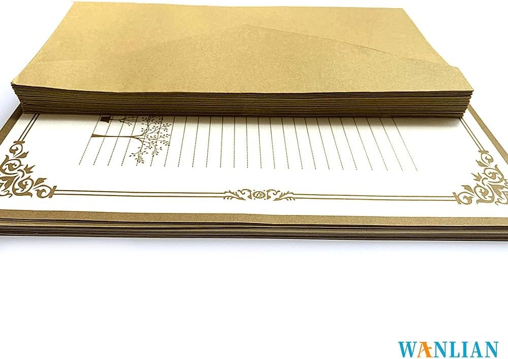 72 Pcs Retro Writing Stationery and Envelope Set, 48 Pieces of Stationery + 24 Envelopes, Suitable for Making Invitations