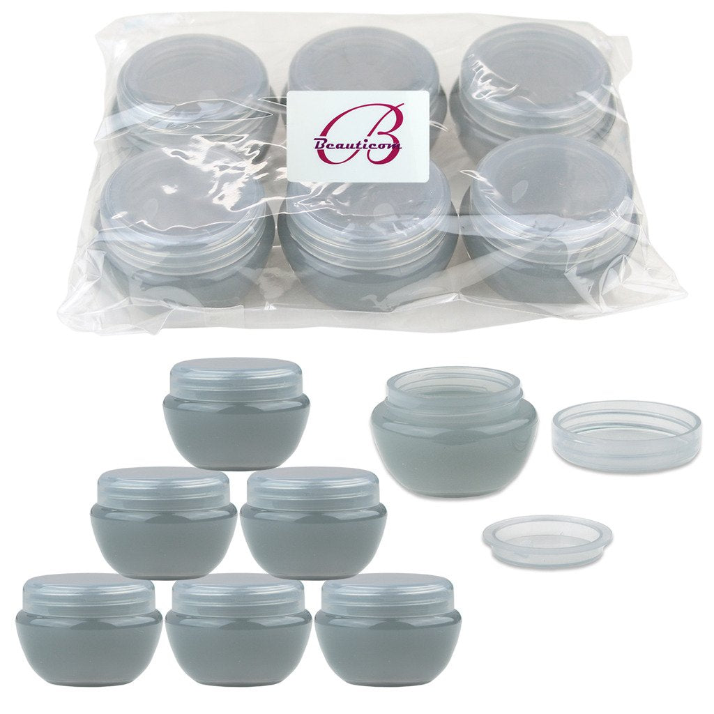 Beauticom 10G/10ML Frosted Container Jars with Inner Liner for Scrubs, Oils, Salves, Creams, Lotions, Makeup Cosmetics, Nail Accessories, Beauty Aids - BPA Free (72 Pieces, Gray)