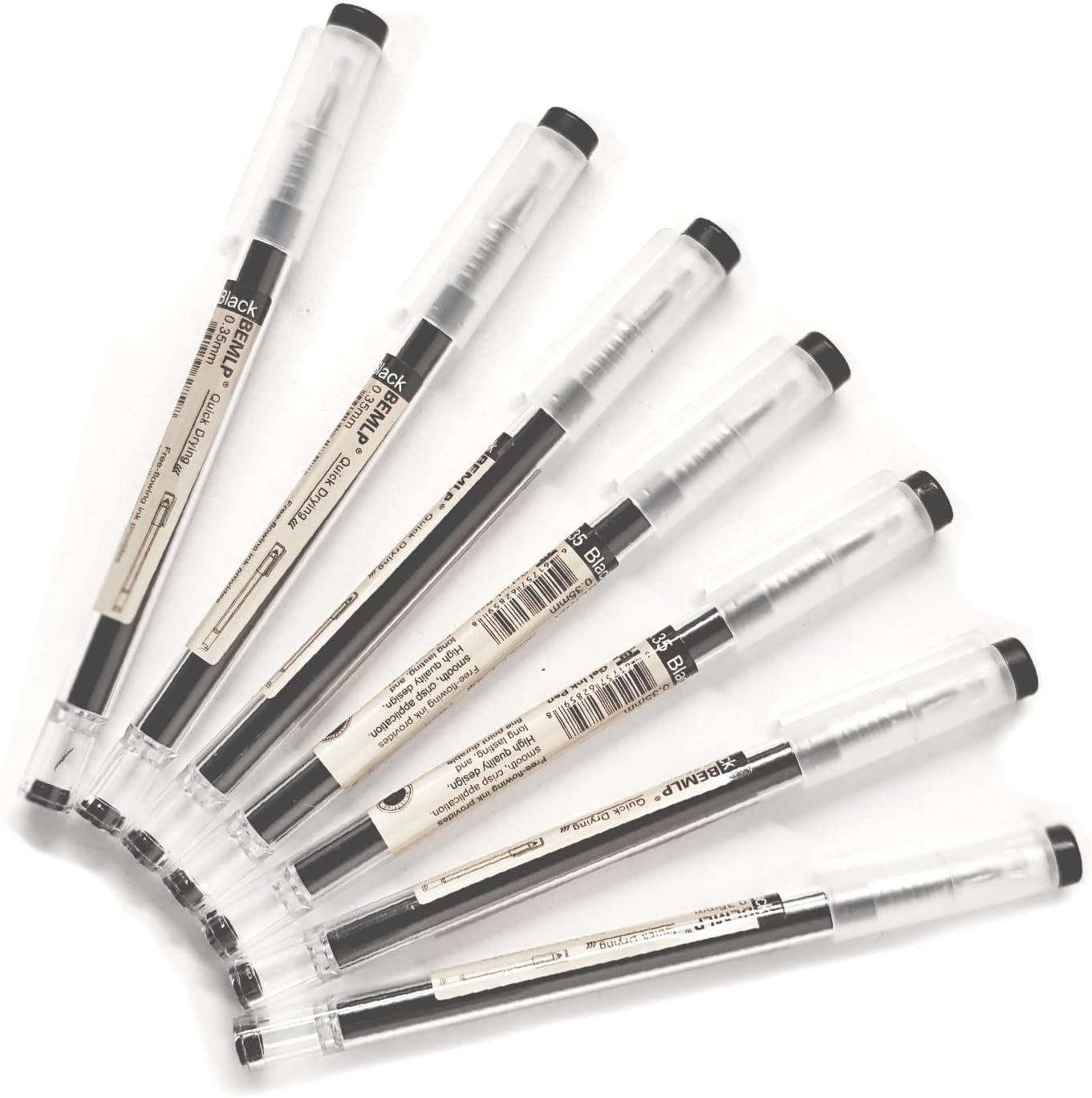 Gel ink Pen 0.35mm Black Liquid Ink Rollerball Gel Pens Quick Drying fine point Pens Ballpoint Japanese Pens Premium School Office student Exam Writing Stationery Supply 12 Pcs/Set (Black)