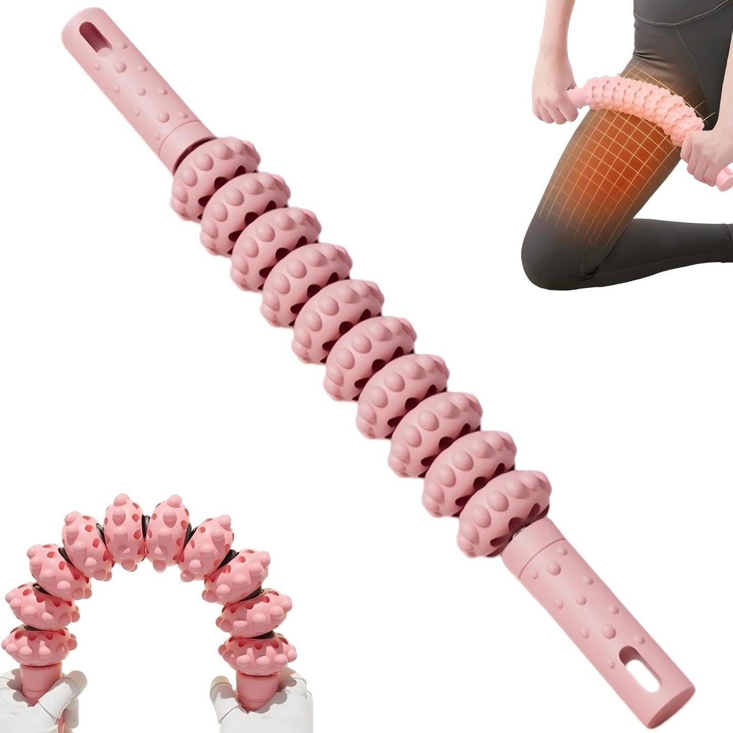KINTEGOOD Muscle Roller Stick, 10 Rollers, 180-Degree Bendable Design, Fascia Massage Tool for Legs and Back Recovery