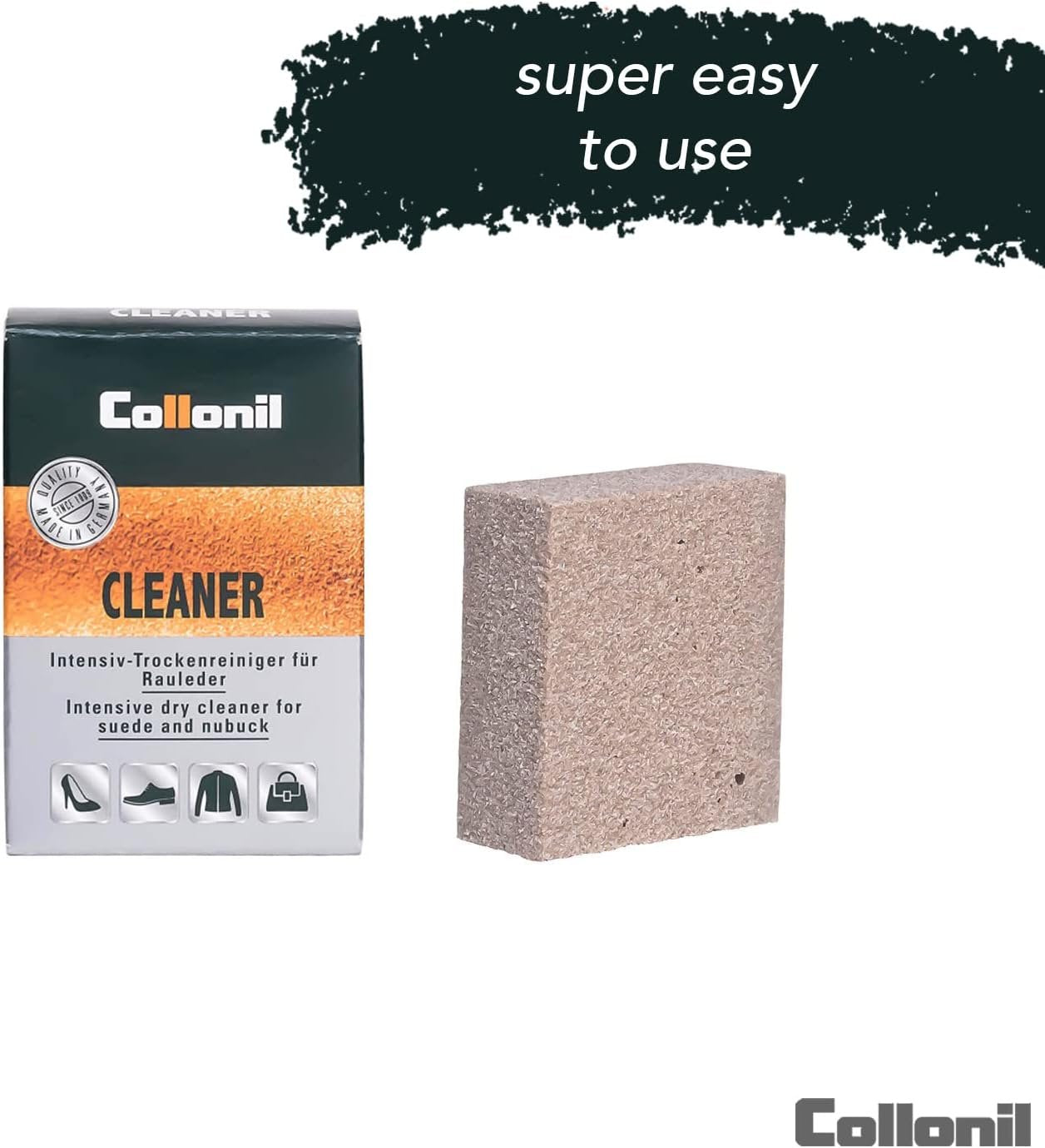 Collonil Universal Dry Cleaner for All Suede & Suede Leathers, Effectively removes Bare Spots on Stressed Surfaces Made of Suede Leather, Made in Germany, Transparent, One Size