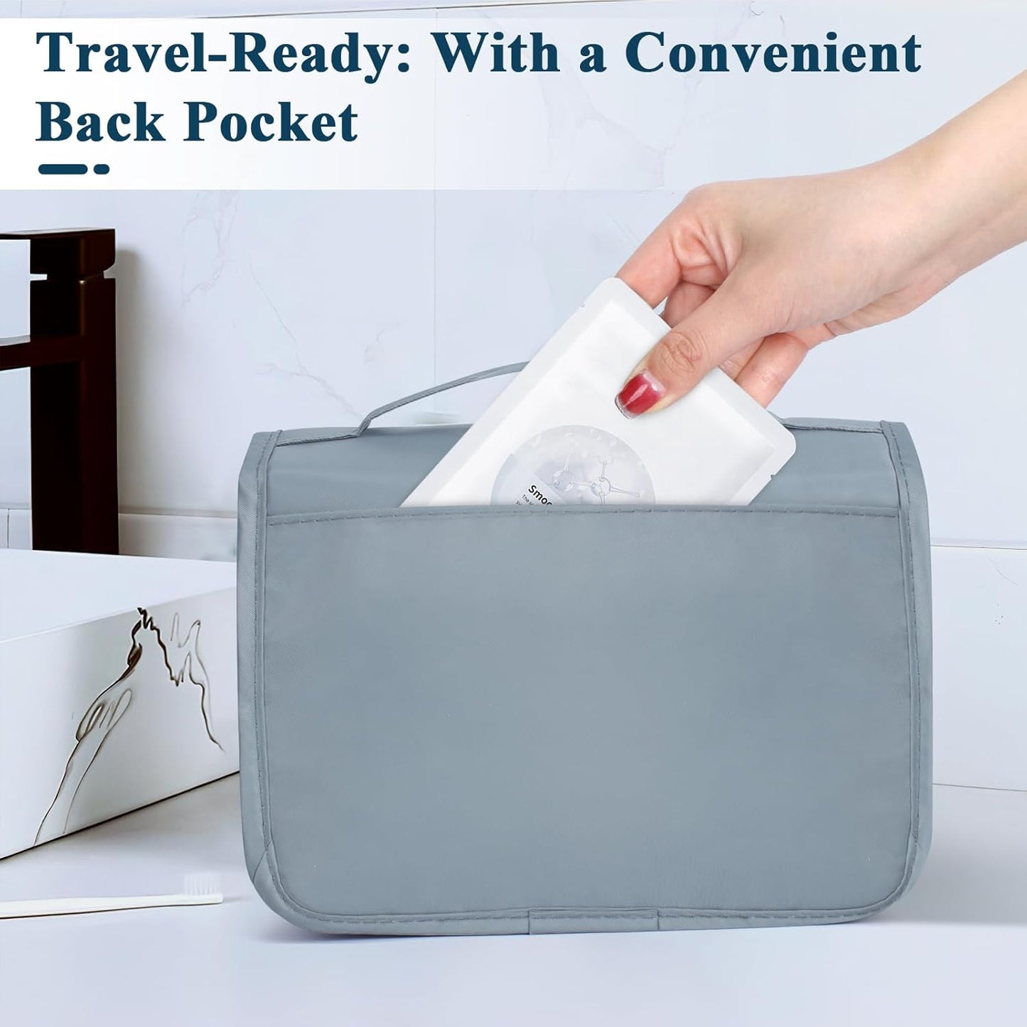 Zivacate Hanging Beauty Case, Waterproof Toiletry Bag for Women & Men, Portable Folding Makeup Bag