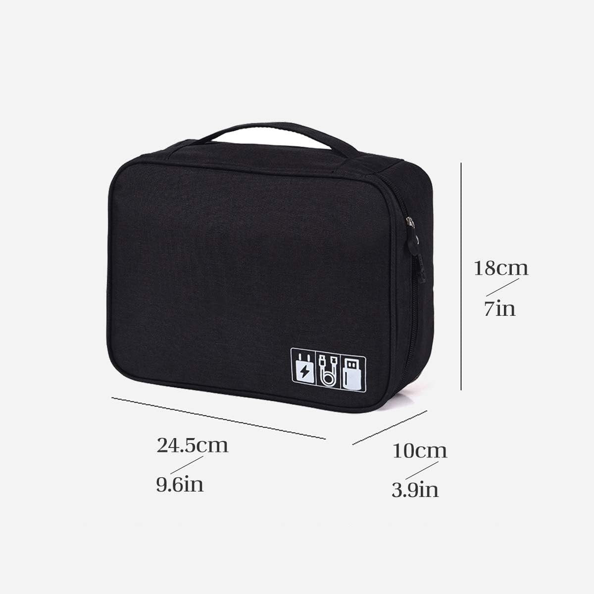 OrgaWise Electronic Accessories Bag Travel Cable Organizer Three-Layer for iPad Mini, Kindle, Hard Drives, Cables, Chargers (Two-Layer-Black)
