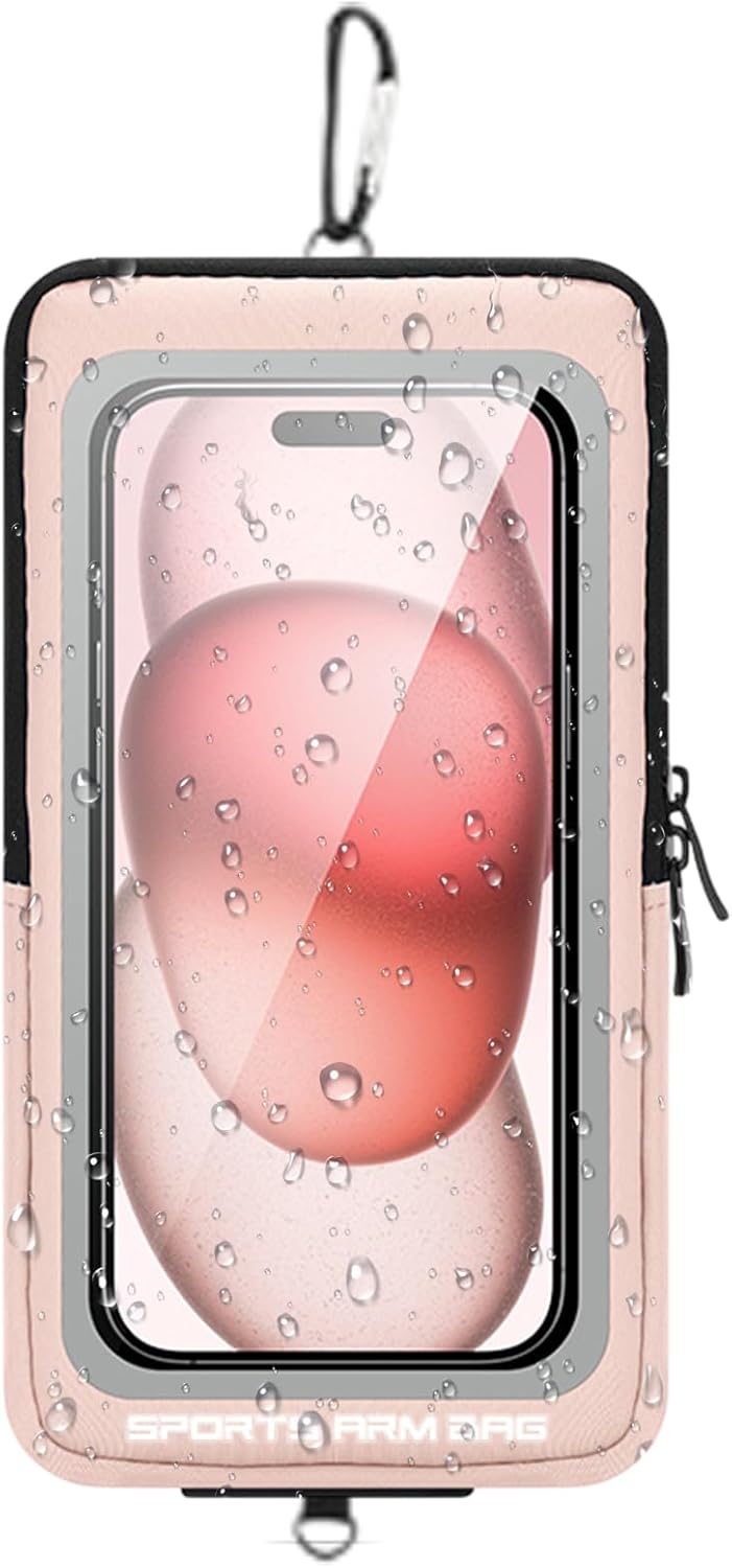 Phone Armband, Adjustable Phone Arm Bands, Waterproof Wrist Bag, Storage Pouch & Outdoor Workout Gear, Ideale per smartphone, esercizio, Hiking, and Travel Gear, 7,48 x 4,13 pollici