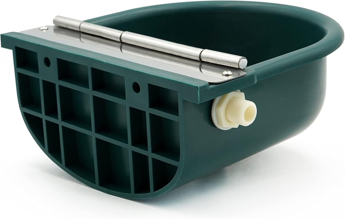 MINYULUA Automatic Waterer Bowl Large Horse Waterer with Float Valve and Drain Plug Automatic Water Feeder Dispenser Bowl for Sheep Dog Horse Cow Pig Plastic (Dark Green)