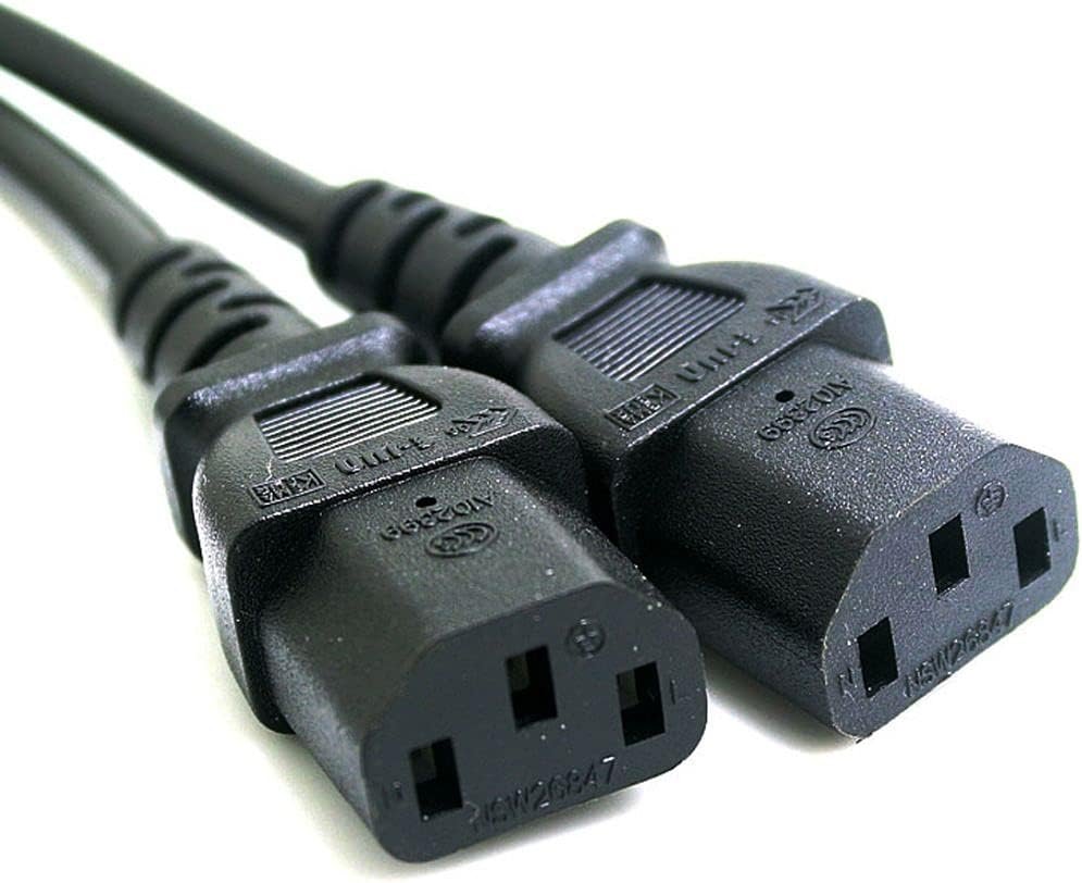 ChenYang IEC 320 C14 Male 1 to 2 C13 Female Y Splitter Power Extension Cable Adapter 10A 250V for Monitor/Computer/PDU Chassis/Printer