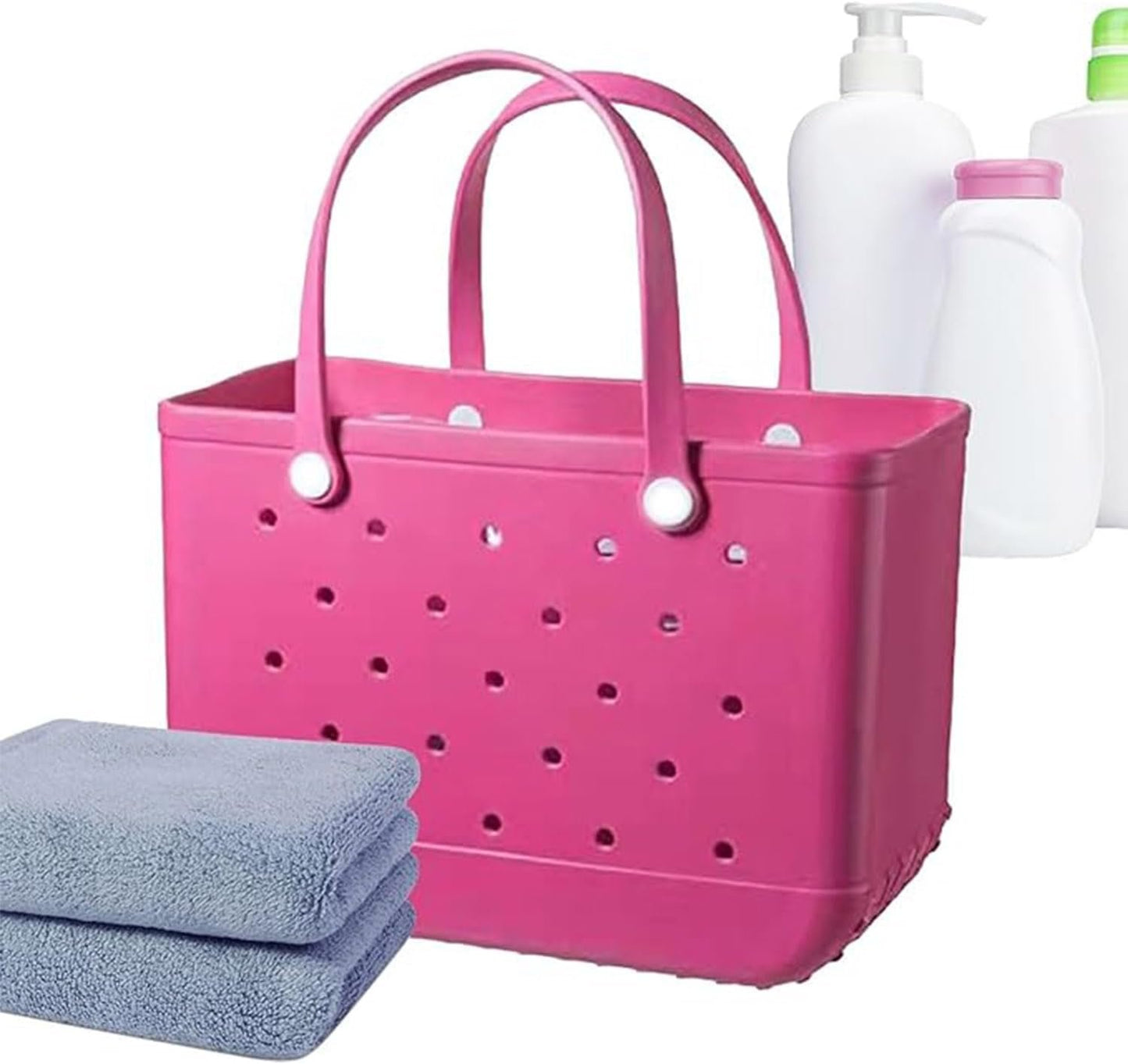 Women Outdoor Rubber Tote Bag,Sports Washable Rubber Tote Bag with Holes | Women's Portable Travel for Beach Sports Swimming Pool