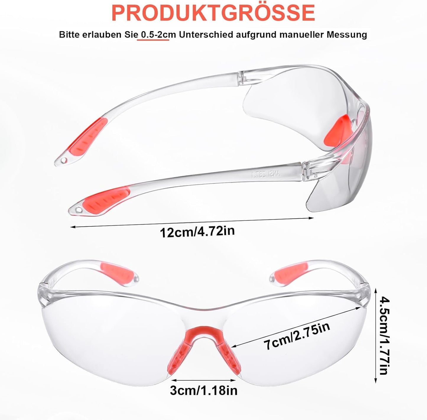 Clear Safety Glasses Eye Protection, Safety Glasses for Men & Women, Clear Eye Protection Glasses Protective Glasses, Eye Protection Goggles with Nose and Ear Grips for Work(12Pcs)