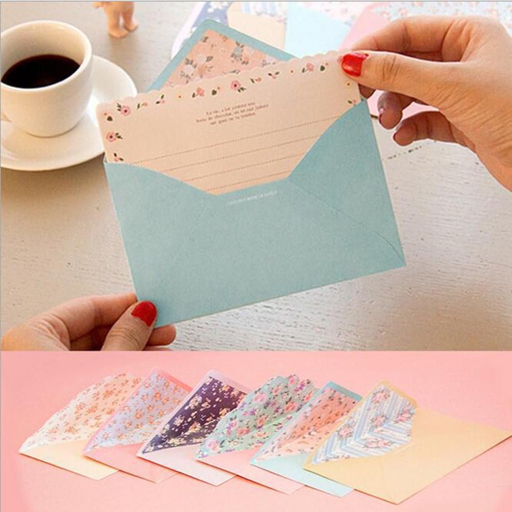 32 Cute Lovely Kawaii Special Design Writing Stationery Paper+16 Envelope 3.45 x5.4 Inch +1 Seal Sticker(Flower)