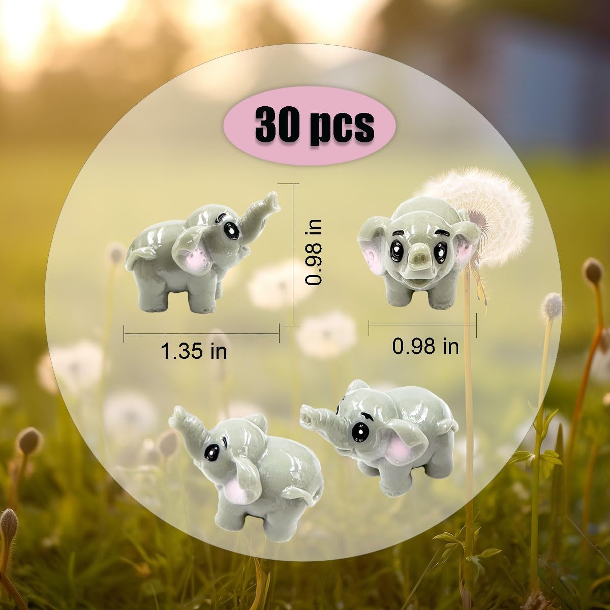 Mini Elephant Figurines, 30 Resin Miniature Elephant Figurines,Tiny Elephant Figurines Ornaments Animal Model Statue Fairy Garden Accessories for Moss Landscape Potted Plant DIY Terrarium Home Decor