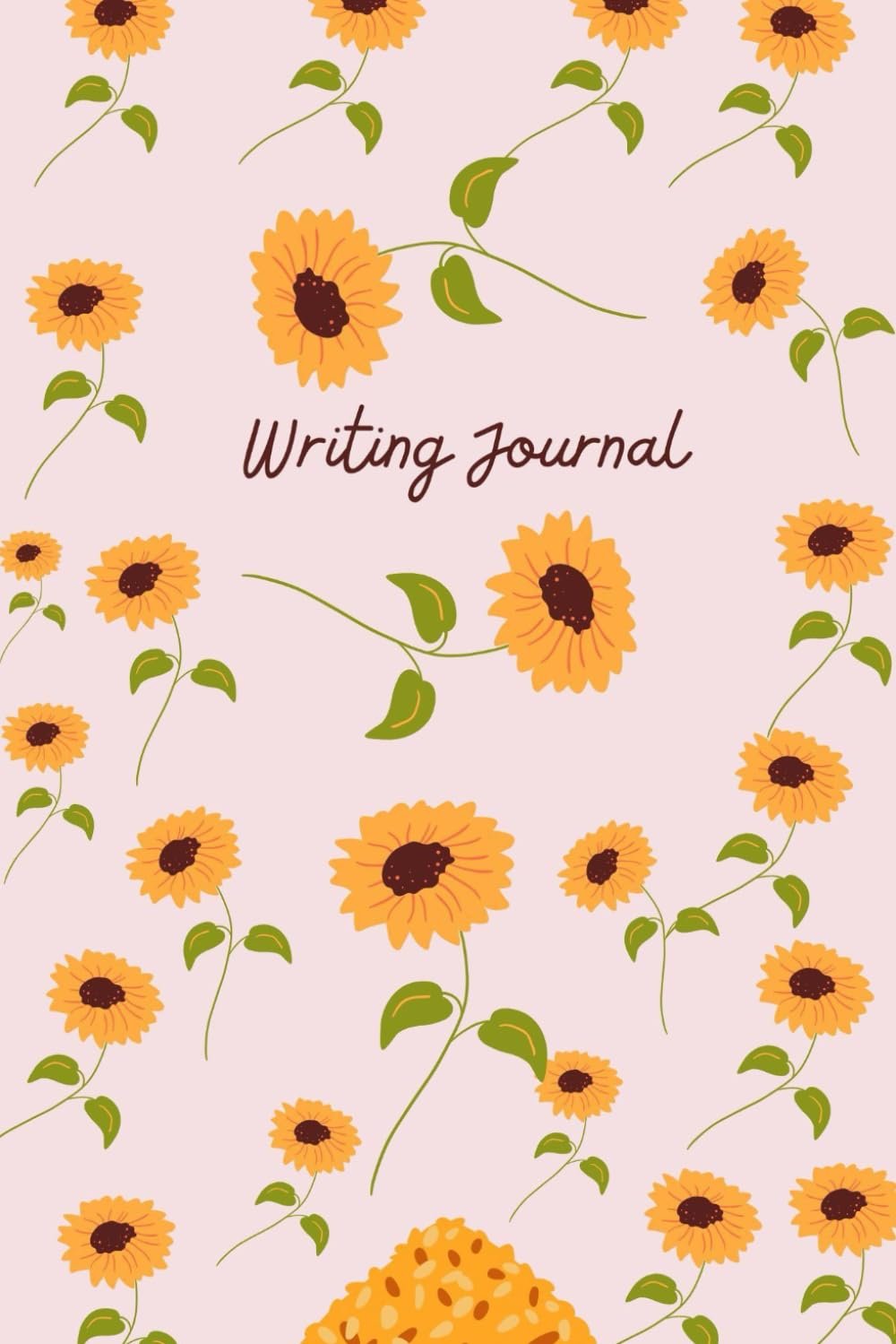 Raining Sunflowers Pastel Pink Writing Journal, 120 pages, 6” x 9” inches, glossy cover