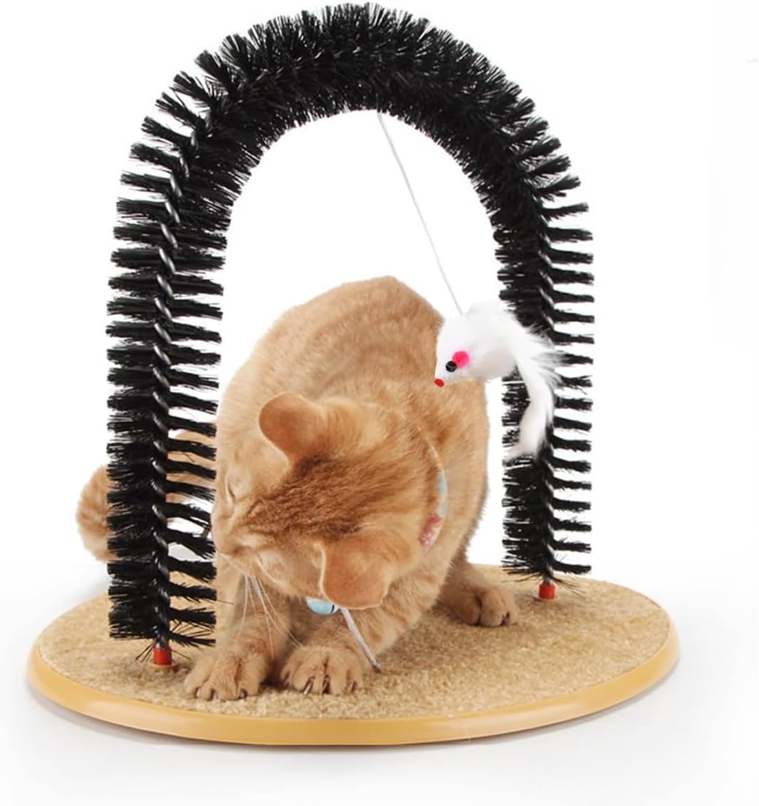 AIMALL Cat Grooming Arch, Pet Scrub and Tickle Device with Brush, Arch-Type Cat Scrubbing Tool, Multi-Functional Pet Care Accessory, 14.17x11.22 Inches