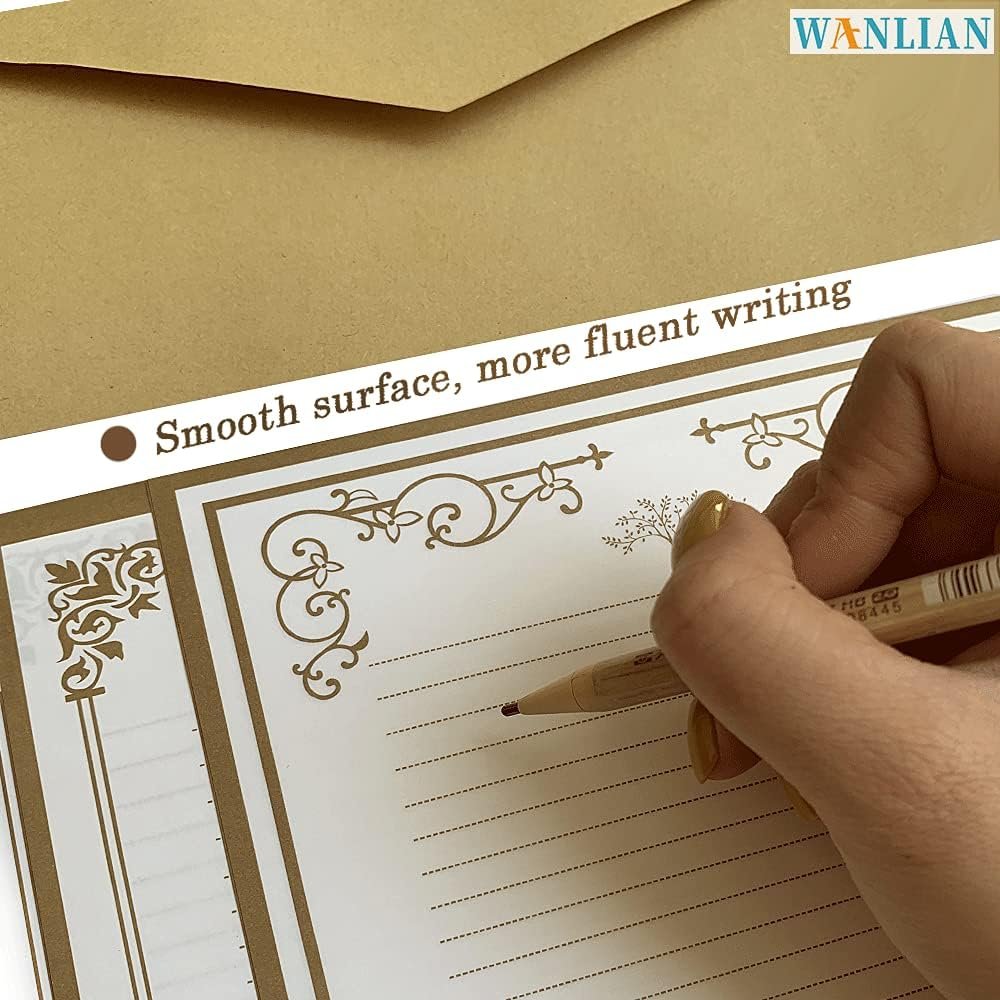 72 Pcs Retro Writing Stationery and Envelope Set, 48 Pieces of Stationery + 24 Envelopes, Suitable for Making Invitations