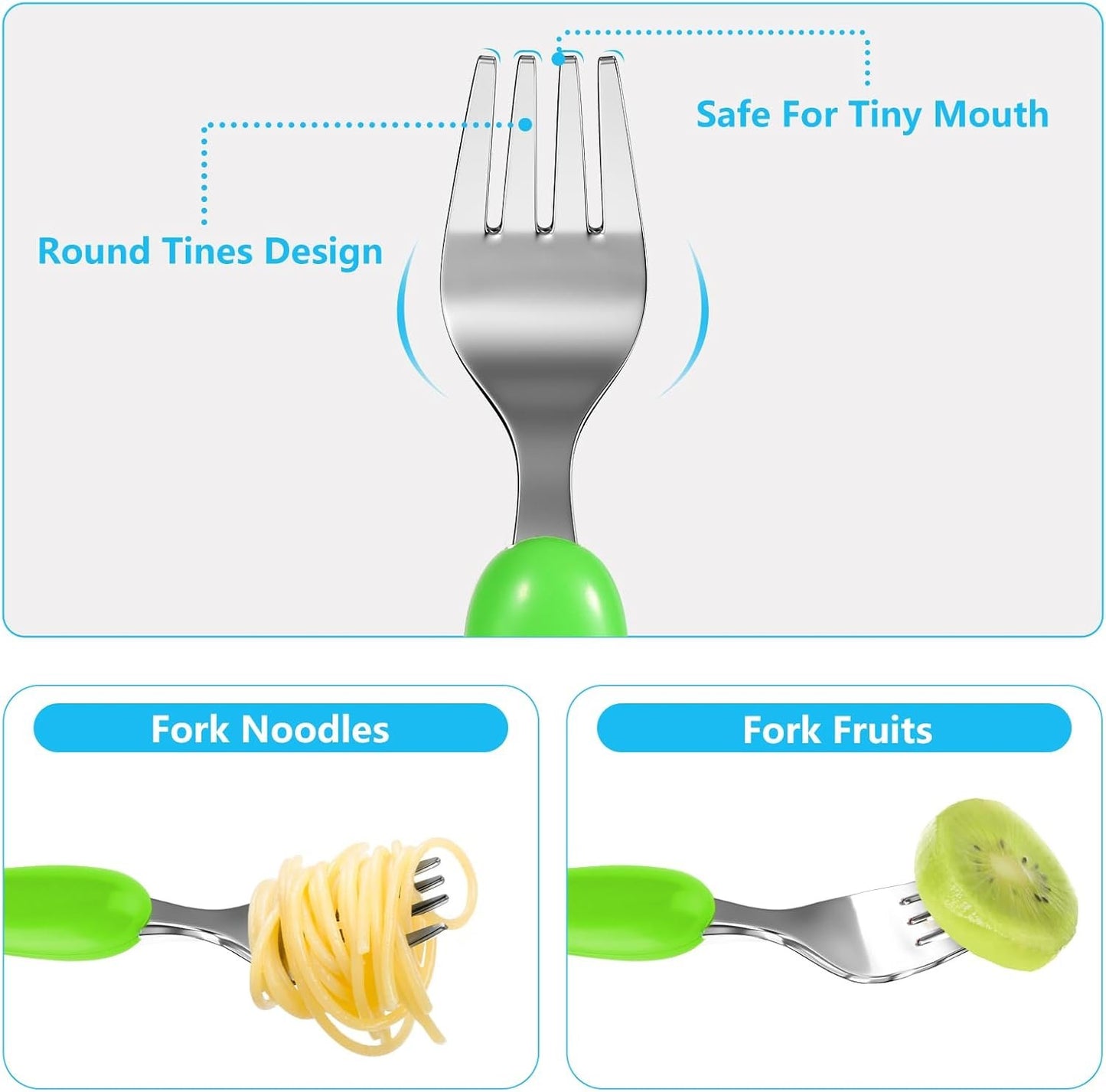 Lehoo Castle Toddler Cutlery Spoon and Forks, 6pcs Stainless Steel Dinosaurs Toddler Utensils Set, Toddler Spoons Forks Self Feeding Incudes 3 x Spoons, 3 x Forks