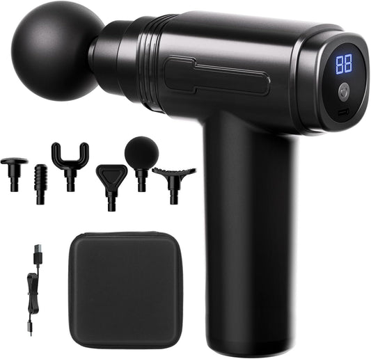 LINGTENG Portable Massage Gun With Carry Case, Deep Tissue Type-C Charging, Gifts