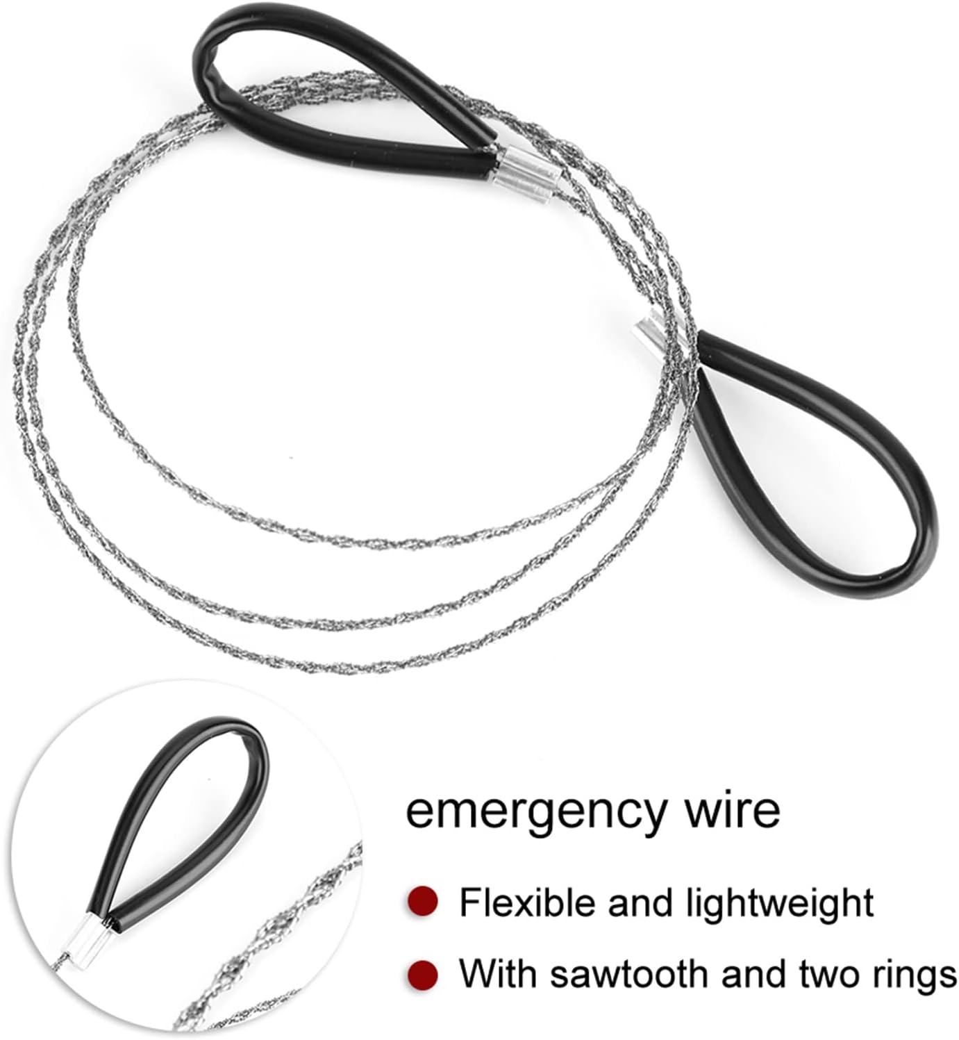 Pocket Chainsaw Wire Saw Emergency Wire 25.6 Inch Portable Hand Chainsaw Outdoor Survival Wire Steel Wire Saw Scroll for Emergency Travel Outdoor Camping Gear Wilderness Survival Chain Saw