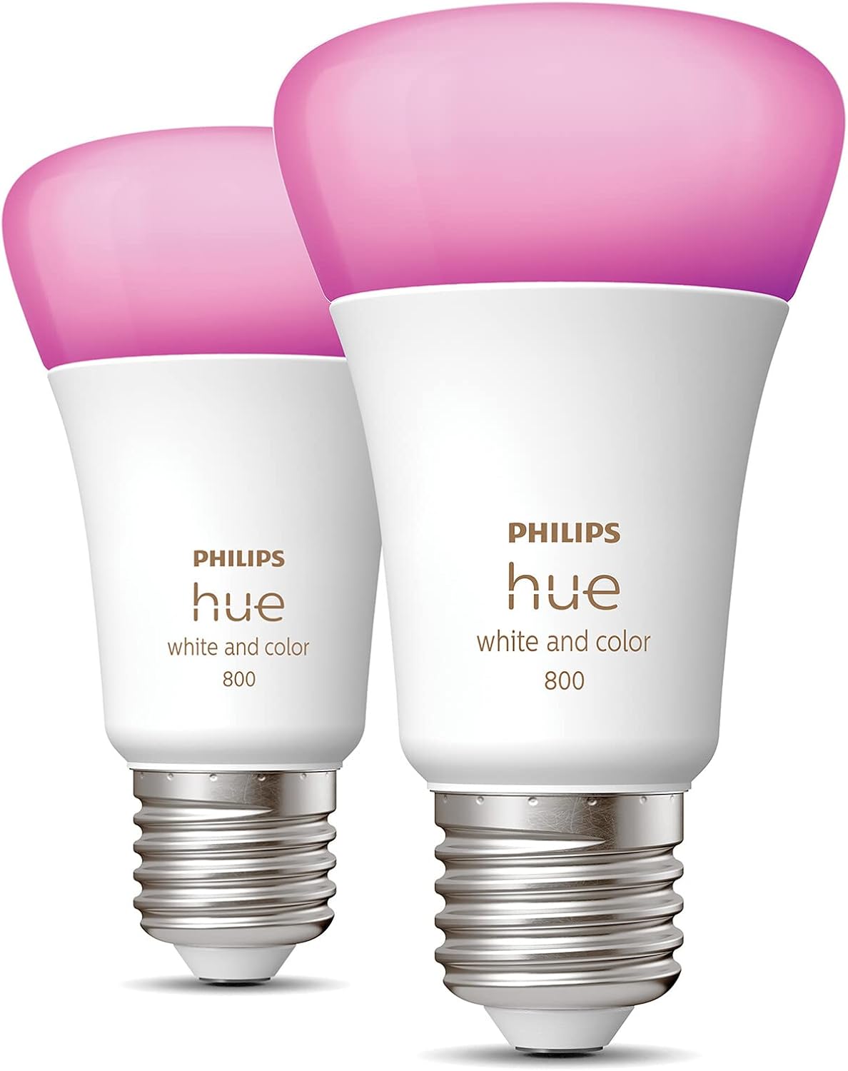 Philips Hue White and Color Ambiance Smart LED Light Bulb, E27, White or Coloured Light, 15W, Pack of 2