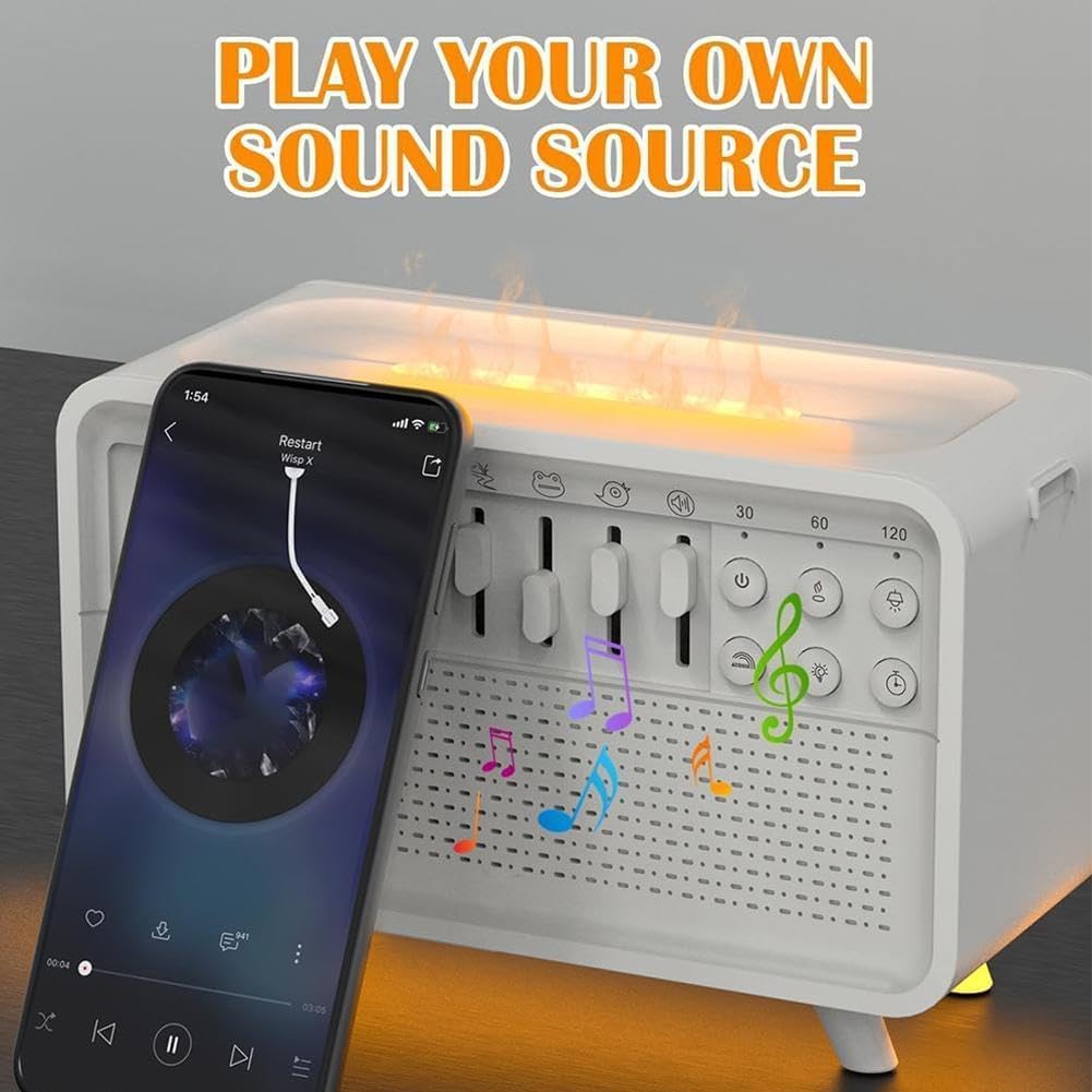 3-in-1 White Noise Humidifier Aromatherapy Diffuser with Night Light 360° Sleep Therapy Machine for Baby, Nursery, and Adults Bluetooth Speaker, 8 Ambient Sounds