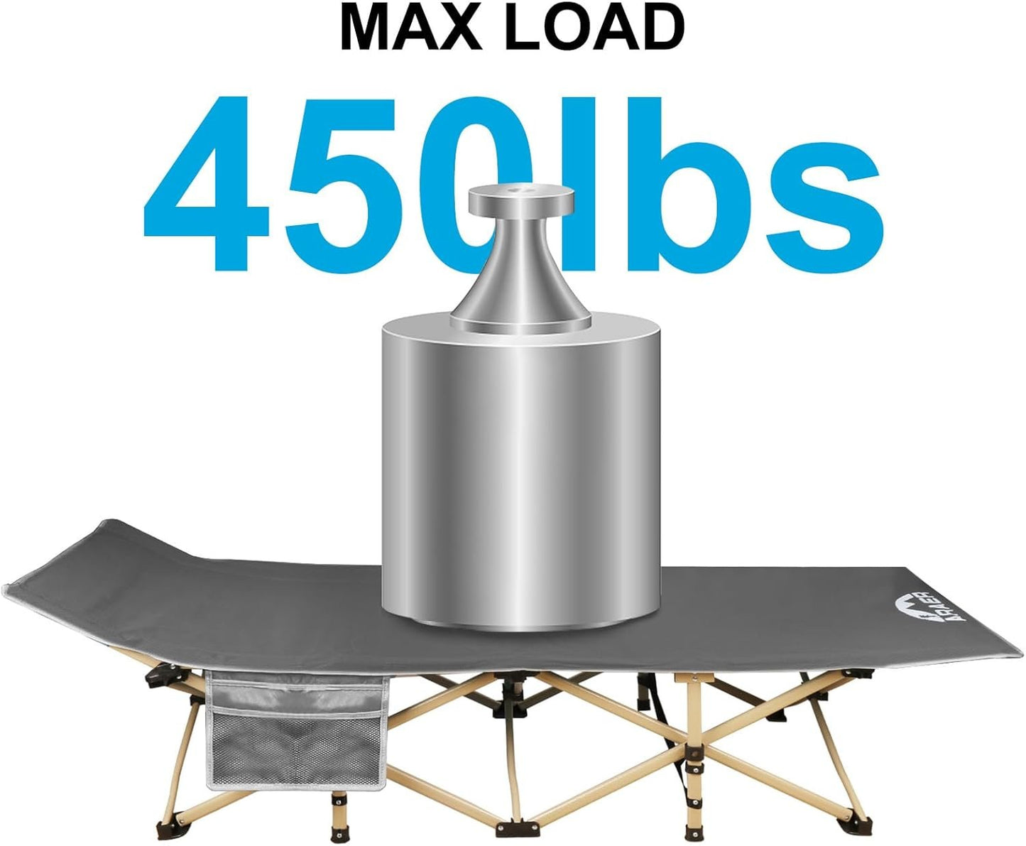 Camping Cot, 450LBS(Max Load), Portable Folding Outdoor Bed with Carry Bag for Adults Kids, Heavy Duty Cot for Traveling Gear Supplier, Office Nap, Beach Vocation and Home Lounging