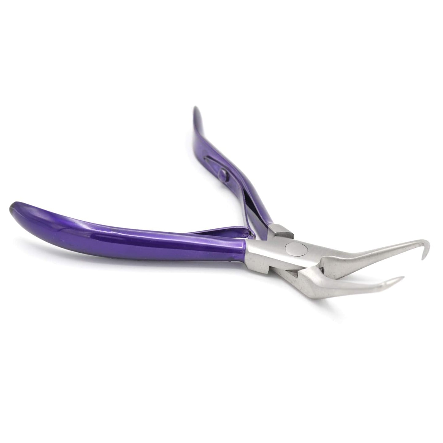 Professional Hair Extension & Beading Tool Kit Remove Plier Set for beads (4 Piece) I-Link Micro Ring Loop Needle Pulling Hook Threader Wire for Silicone Rings (Purple)