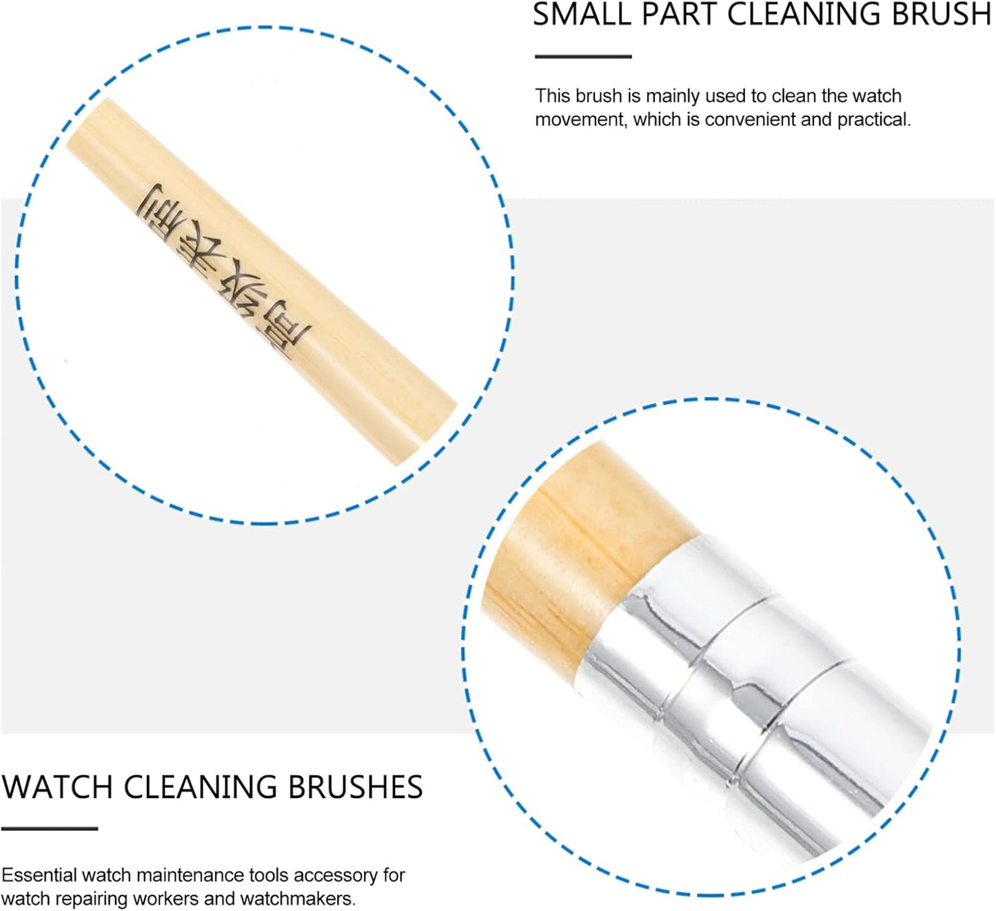 TEMPNAP 2Pcs Part Cleaning Brush for Watch Repair Soft Bristles Watch with Comfortable Handle Essential Accessories for Watchmakers and Repair