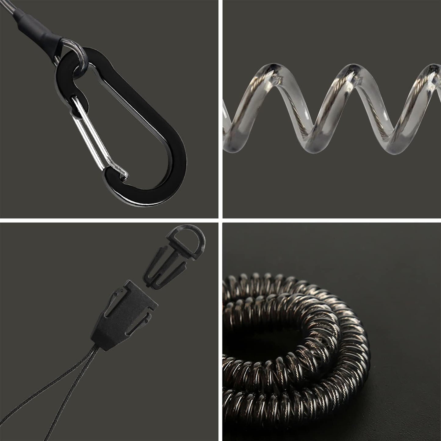 Lix&Rix Coiled Lanyards with Carabiner, Ring and Quick Release Detachable Buckle for Fishing Equipment Keys, Cards, Tools