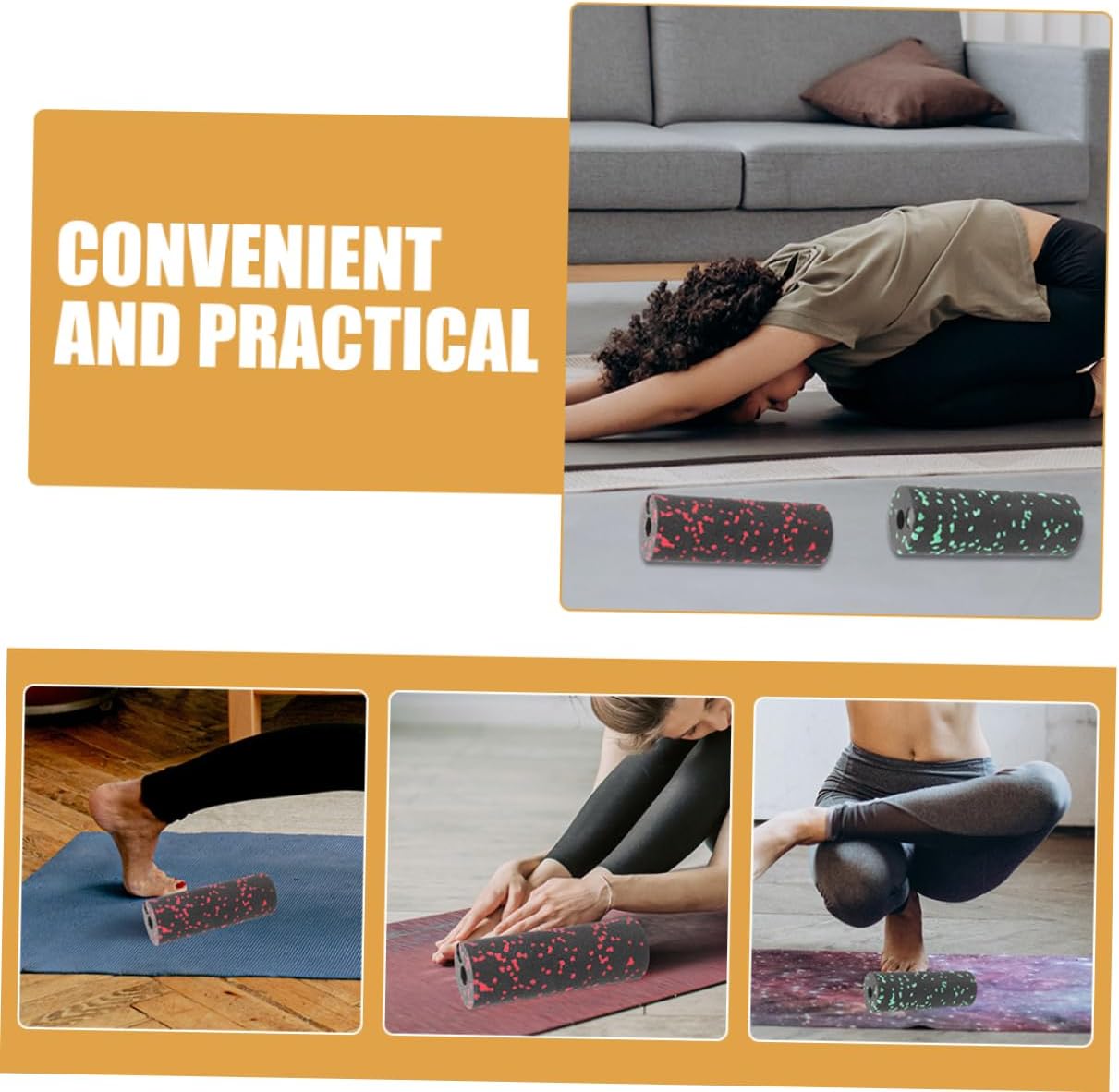 ibasenice 4 Pezzi Mini colonna yoga Accessori yoga massaggiante in sughero massaggio a colonna a rulli per l'esercizio di rilassamento muscolare del corpo epp