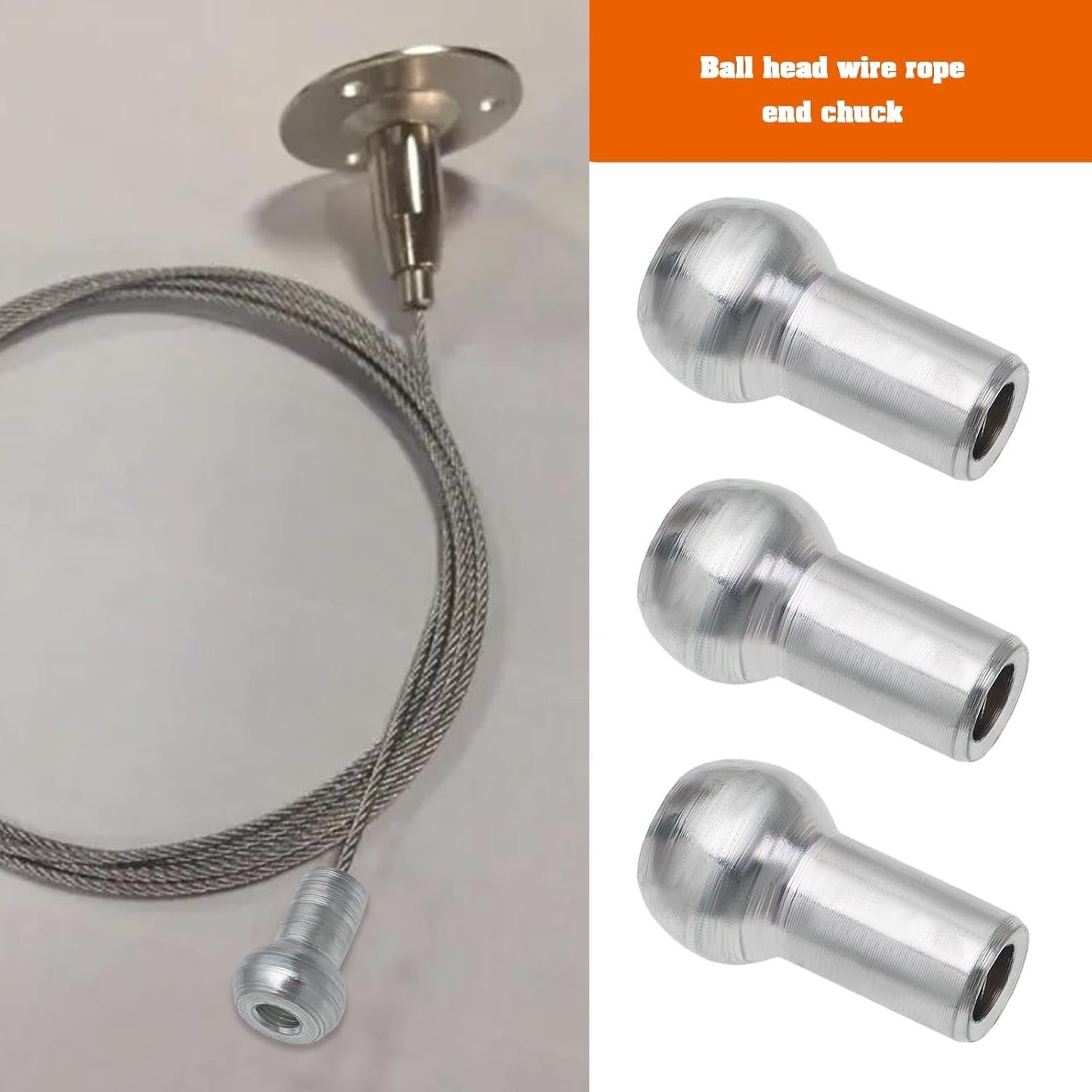 YINETTECH 5PCS 11mm Ball End Cable Stopper 4.5mm Bore Zinc-Plated Steel Wire Compatible with 6mm Wire Rope Cable for Home Gym Machine Accessories