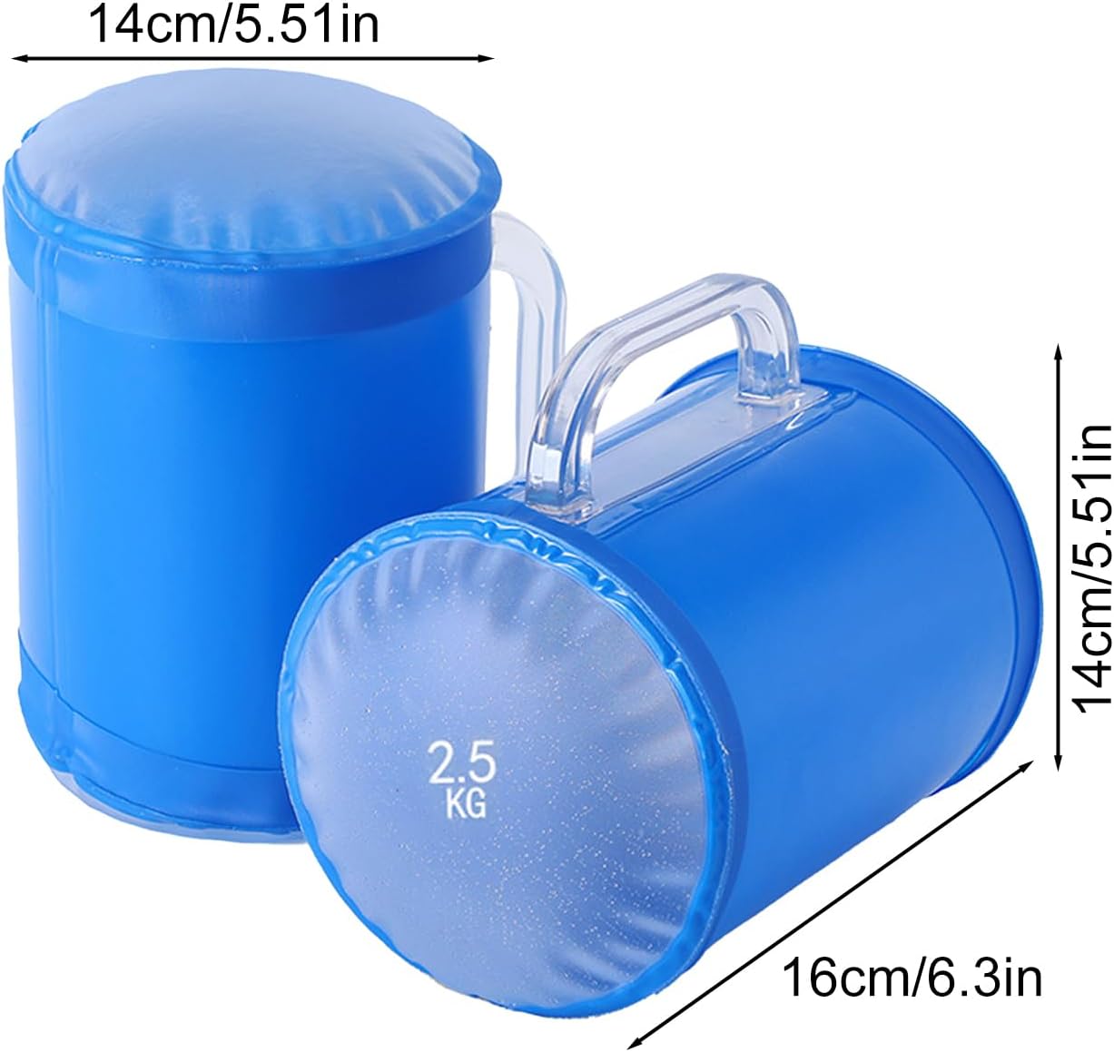 Core Strength Trainer, 2-Pack Adjustable Dumbbells, 5.51x5.51x6.3 Inches, 5KG Capacity Each, Compact Muscle Workout Gear, Water Filled Weights for Travel Fitness, Home, Beach