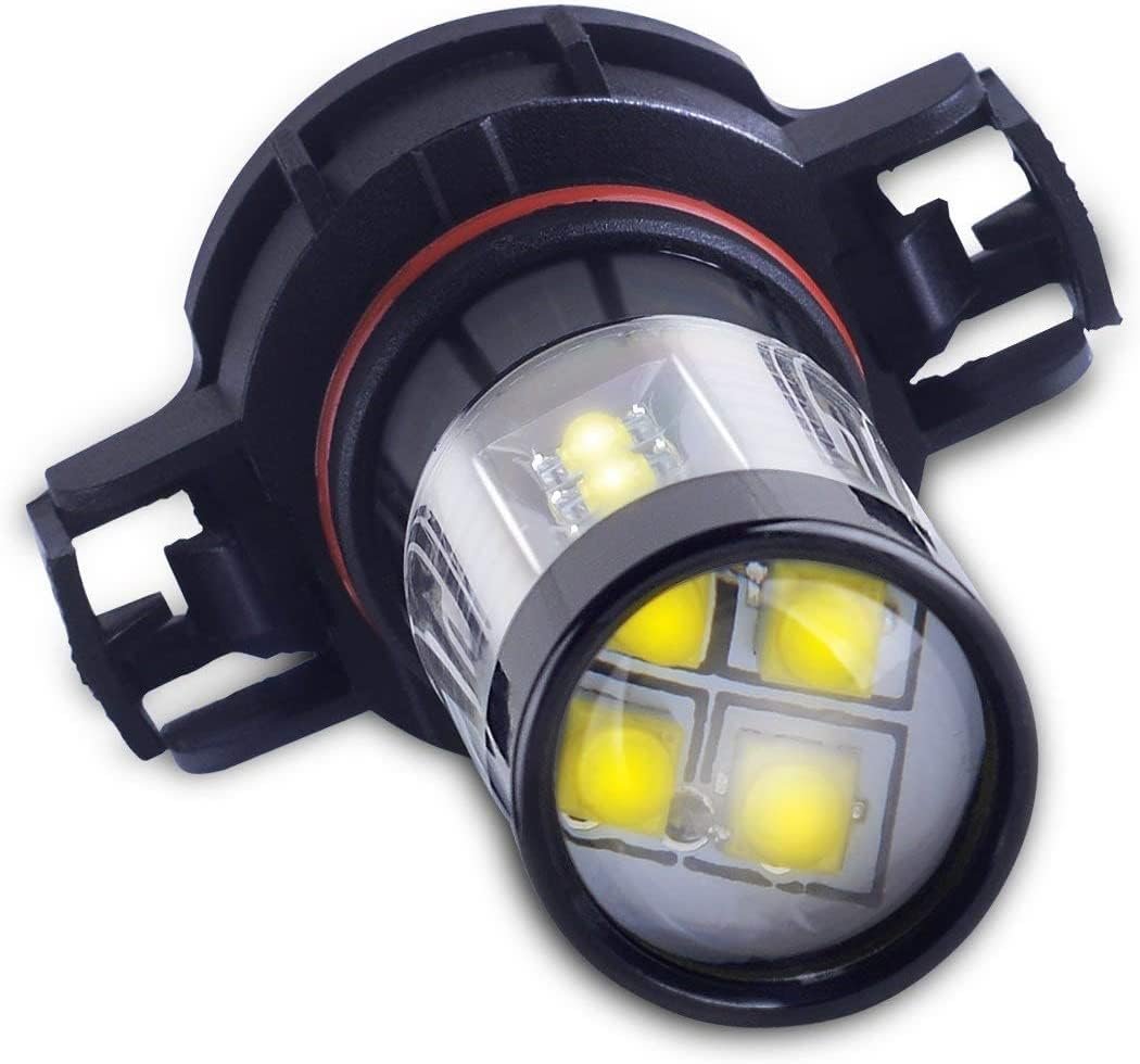 Alla Lighting Bright 5201 DRL PS19W 5202 LED Fog Lights Bulbs PS24WFF 12085C1, 6000K Xenon White Fog Lamps Replacement 3200 Lumens Upgrade