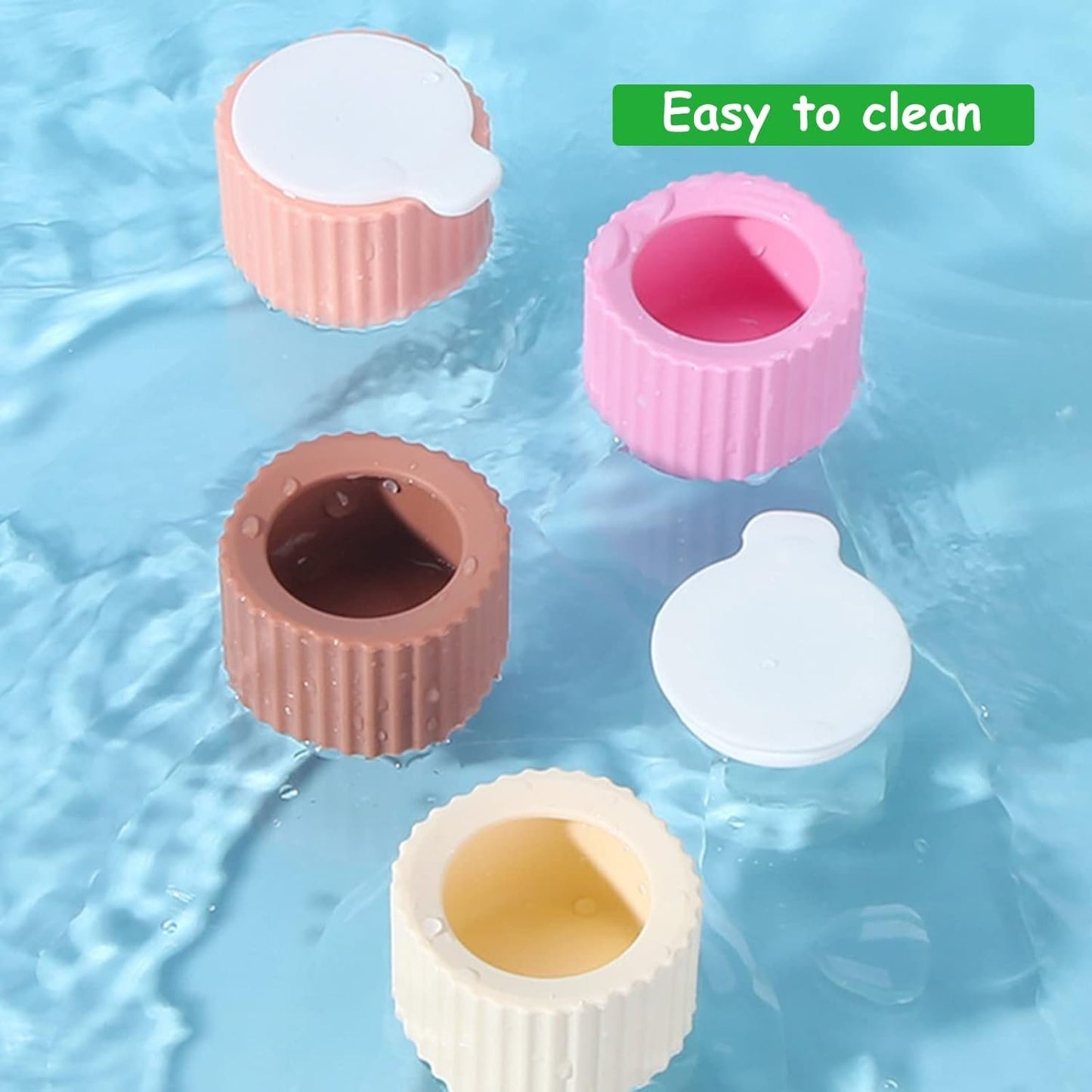 RoseFlower 4 Pieces Travel Containers Silicone Cream Jars, BPA Free Multifunctional Leak-proof Mini Size Accessories Makeup Bottles with Lid, Face Hand Body Cream, Toiletries, for Outdoor, Gym