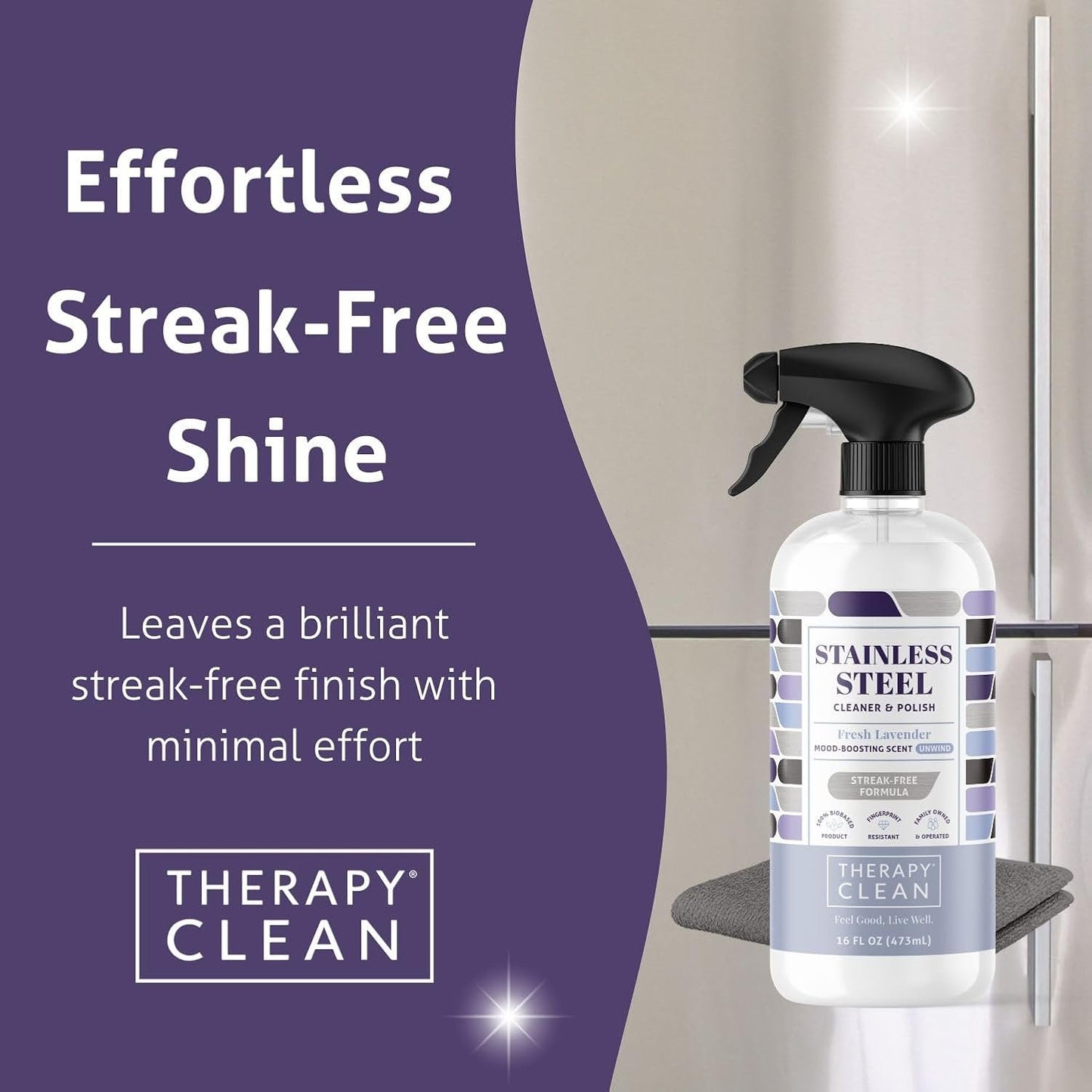 Therapy Clean Home Essentials Bundle - Cleaning Supplies Bundle Kit New Home - House Cleaning Kit - Household Gift Set - Stainless, Granite, Bathroom and Wood with Microfiber Cloths