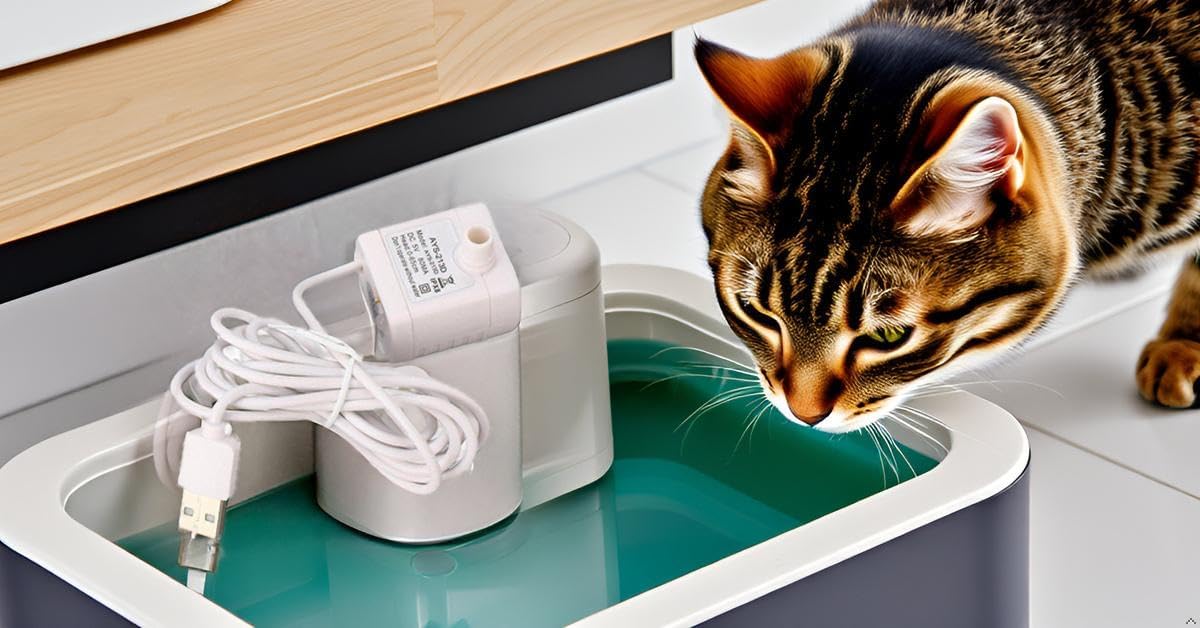 Cat Water Fountain Pump, Pet Quiet Prevent Dry Burning Mini Dispenser Feeding & Watering Supplies USB Powered DC Brushless Motor Replacement for Drinking