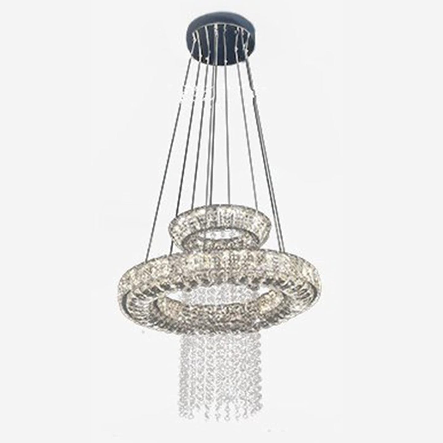 Chaner, Dimmable LED Chaners Modern Crystal Smart Lighting Compatible with Dining Room Kitchen Living Room Lamp Chaner Industriel(Color:50CM-2layer) (50cm2layer)