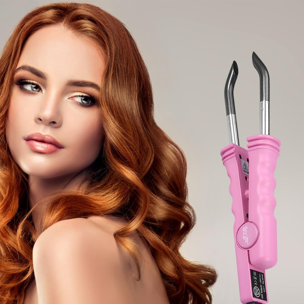 Tbest Hair Extension Connector Machine, Salon Wig Tool, Wig Tool, Thermal Hair Pink
