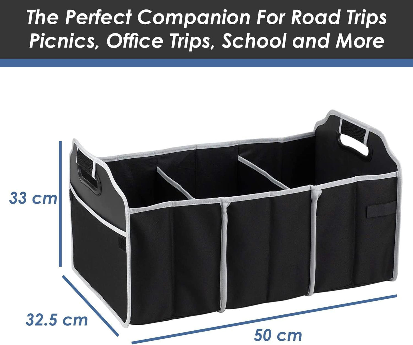 Car Organizer with cooler bag - Expandable, Collapsible Trunk Organiser, Durable, Portable Car Boot Organisation. Perfect for car, home and pet use.