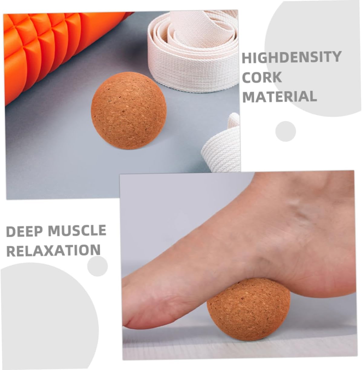 Mikikit Palla da Yoga Pratica Palla da Massaggio Fitness Massaggio alle Spalle Massagi Rulli per i Muschi di Yoga Sfera di Sughero Massaggiatore Muscolare Trucioli di Sughero
