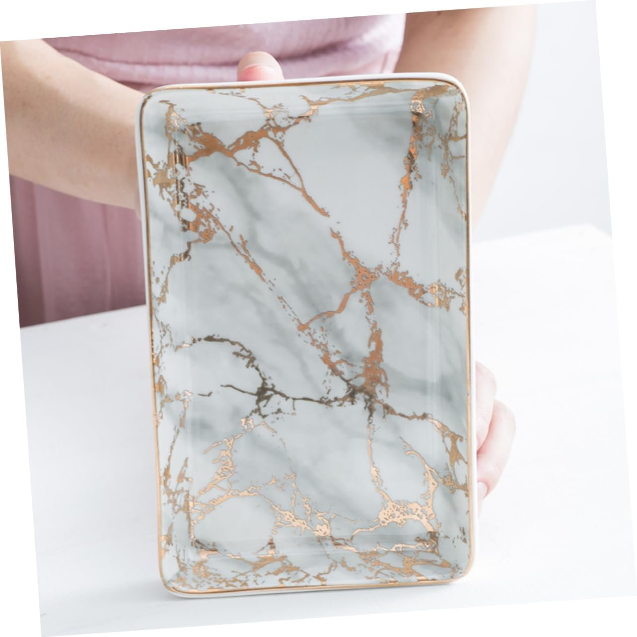Holibanna Storage Plate Jewelry Tray Decoration Tray Decorative Trays Jewelry Display Plate Decorative Tray Desktop Decoration Ceramic Tray